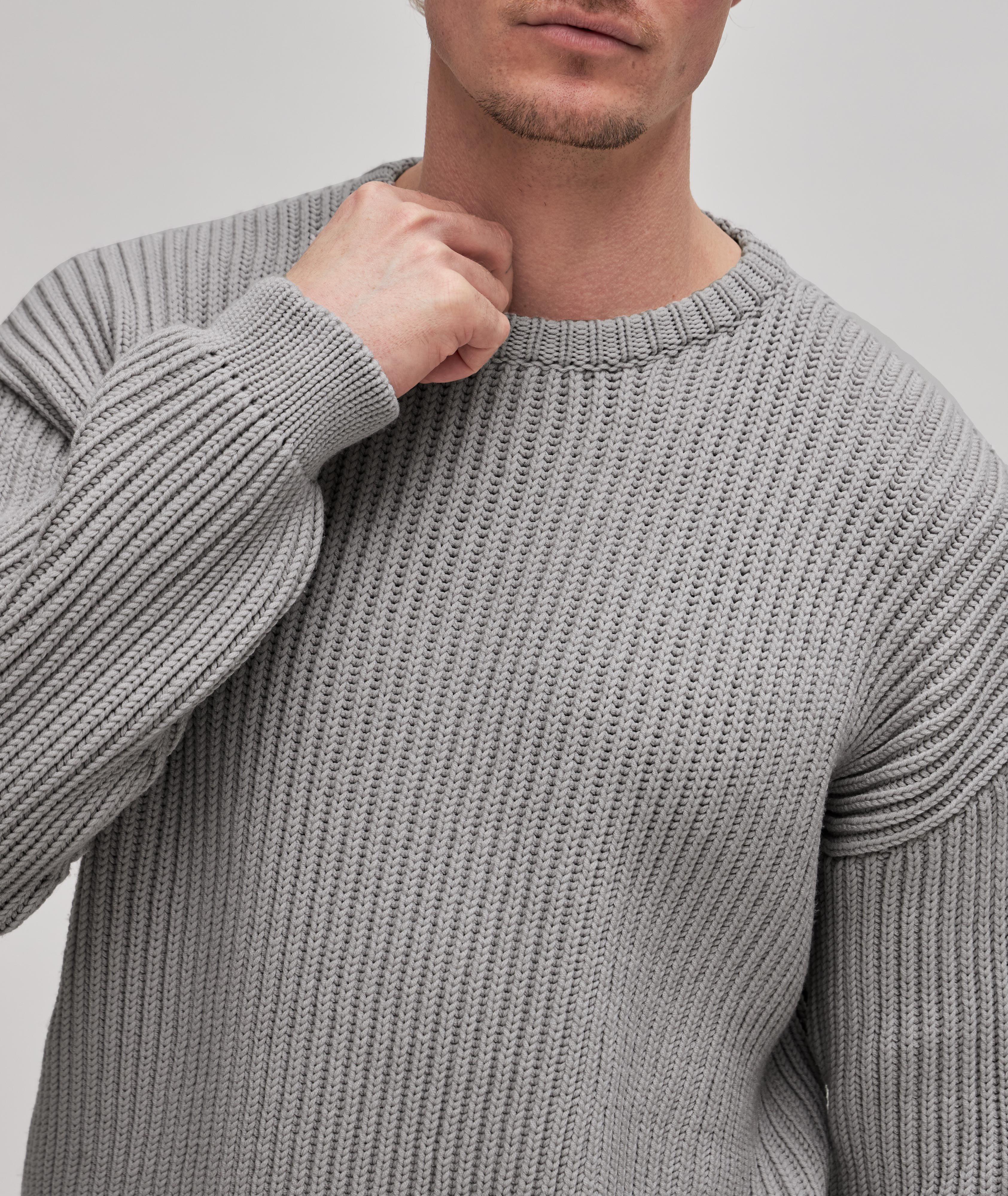 Virgin Wool Thick Rib-Knitted Crewneck Sweater image 4