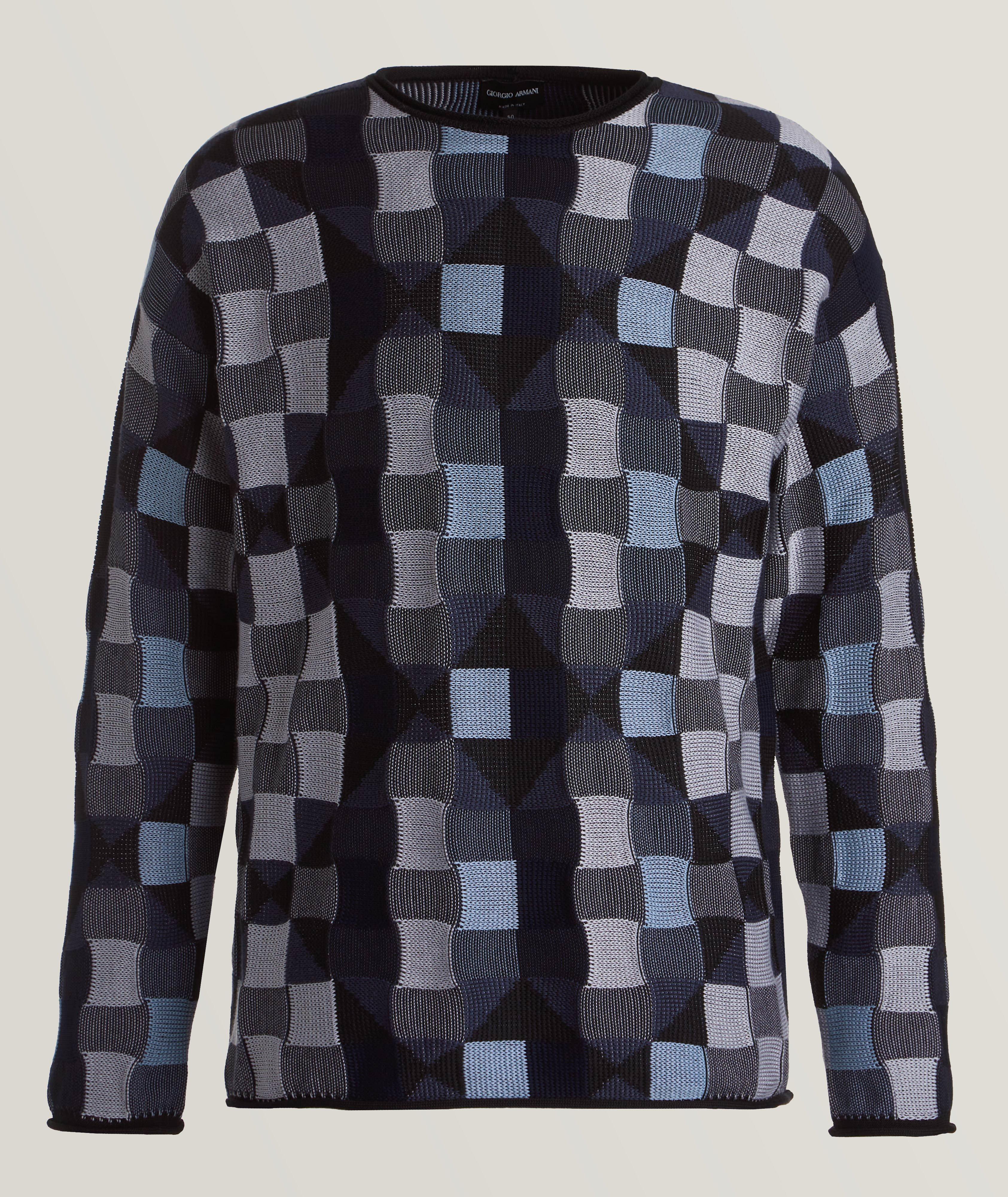 Giorgio Armani Retro Basket checker Jacquard Print Sweater