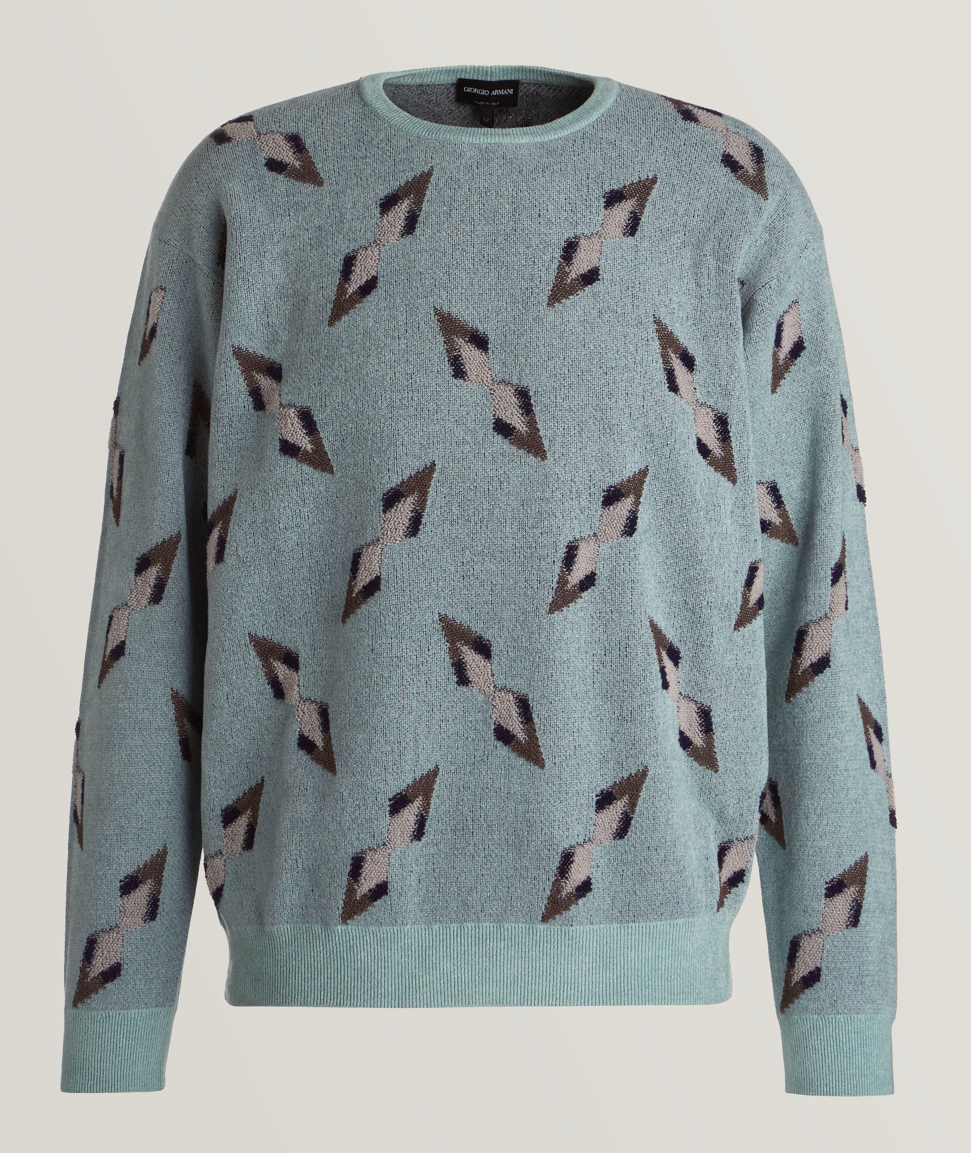 Retro Geometric Jacquard Print Sweater image 0