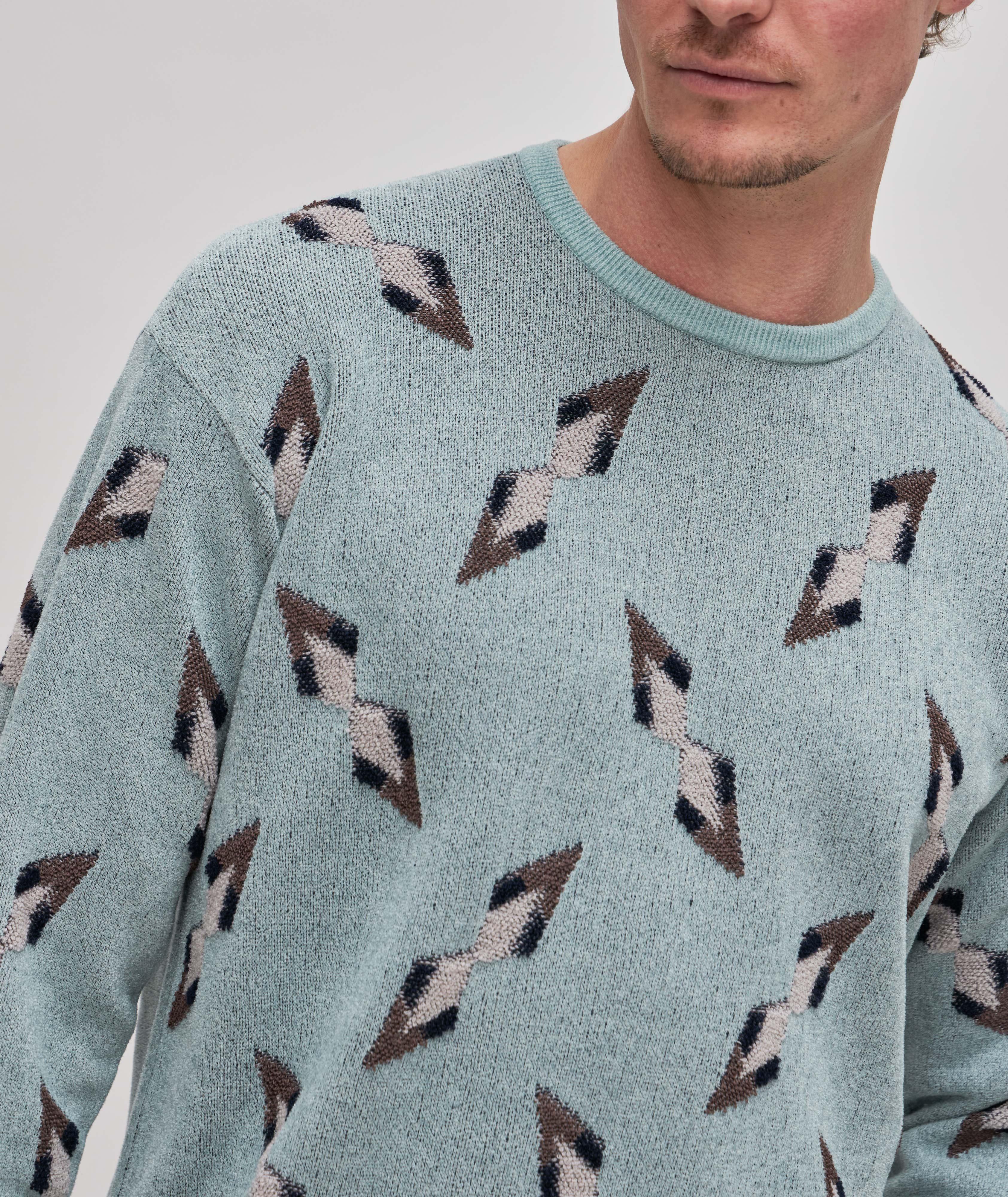 Retro Geometric Jacquard Print Sweater image 3