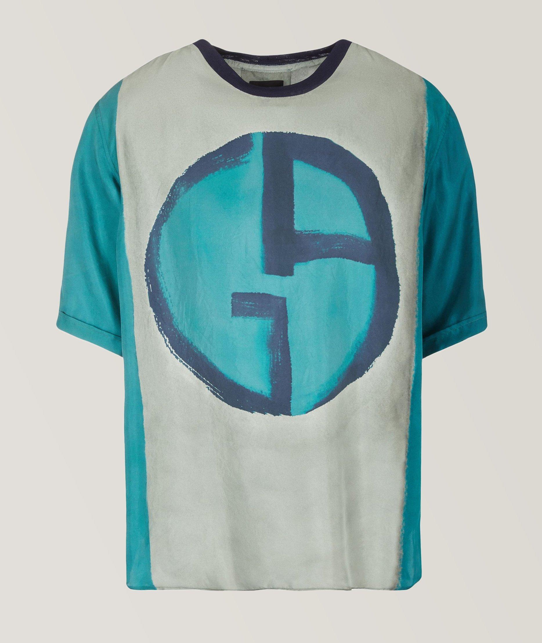 Watercolour Effect Mulberry Silk Jersey T-Shirt  image 0