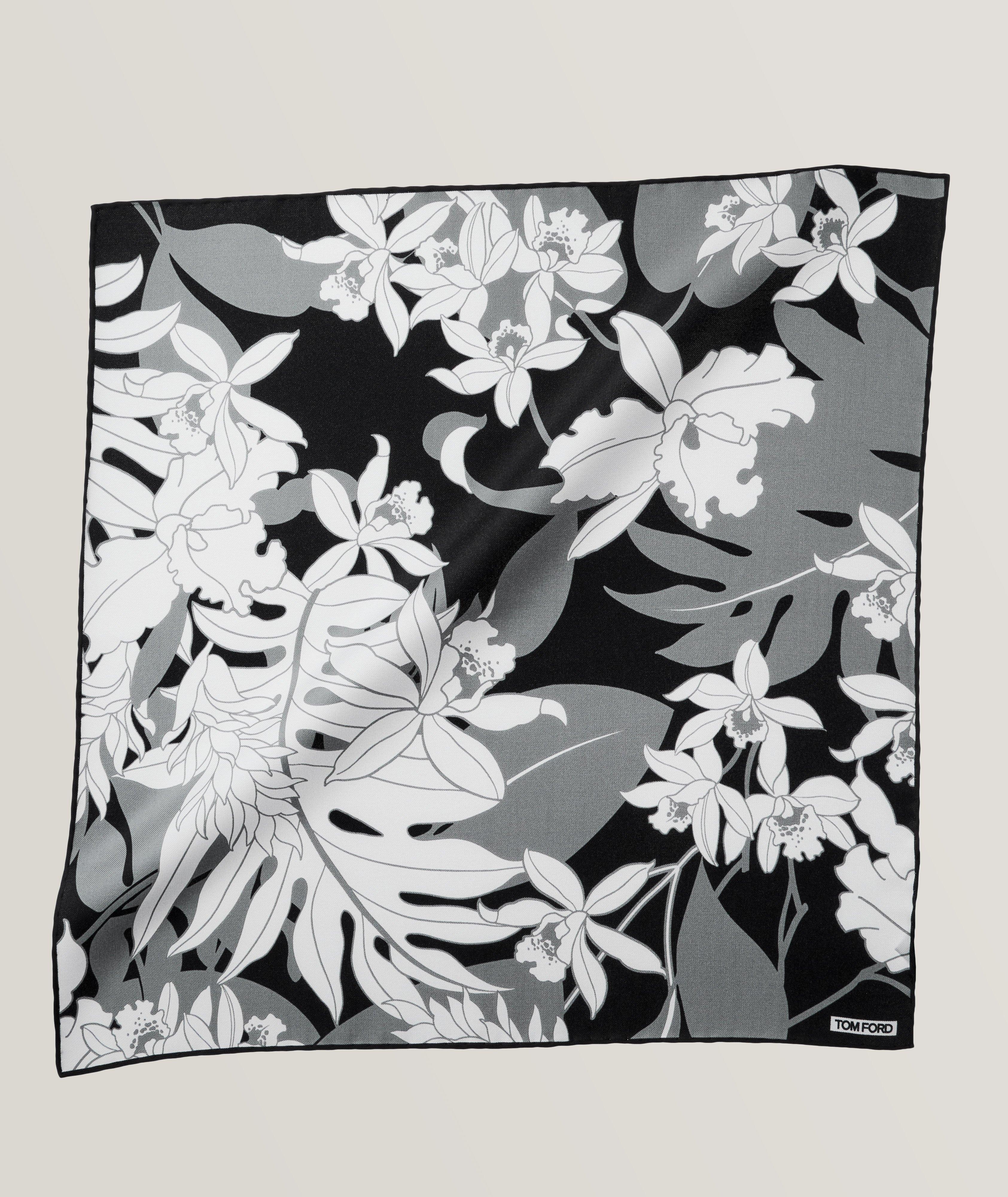 Mouchoir de poche en soie à motif floral image 0