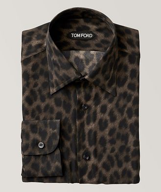 TOM FORD Slim-Fit Leopard Print Silk Sport Shirt