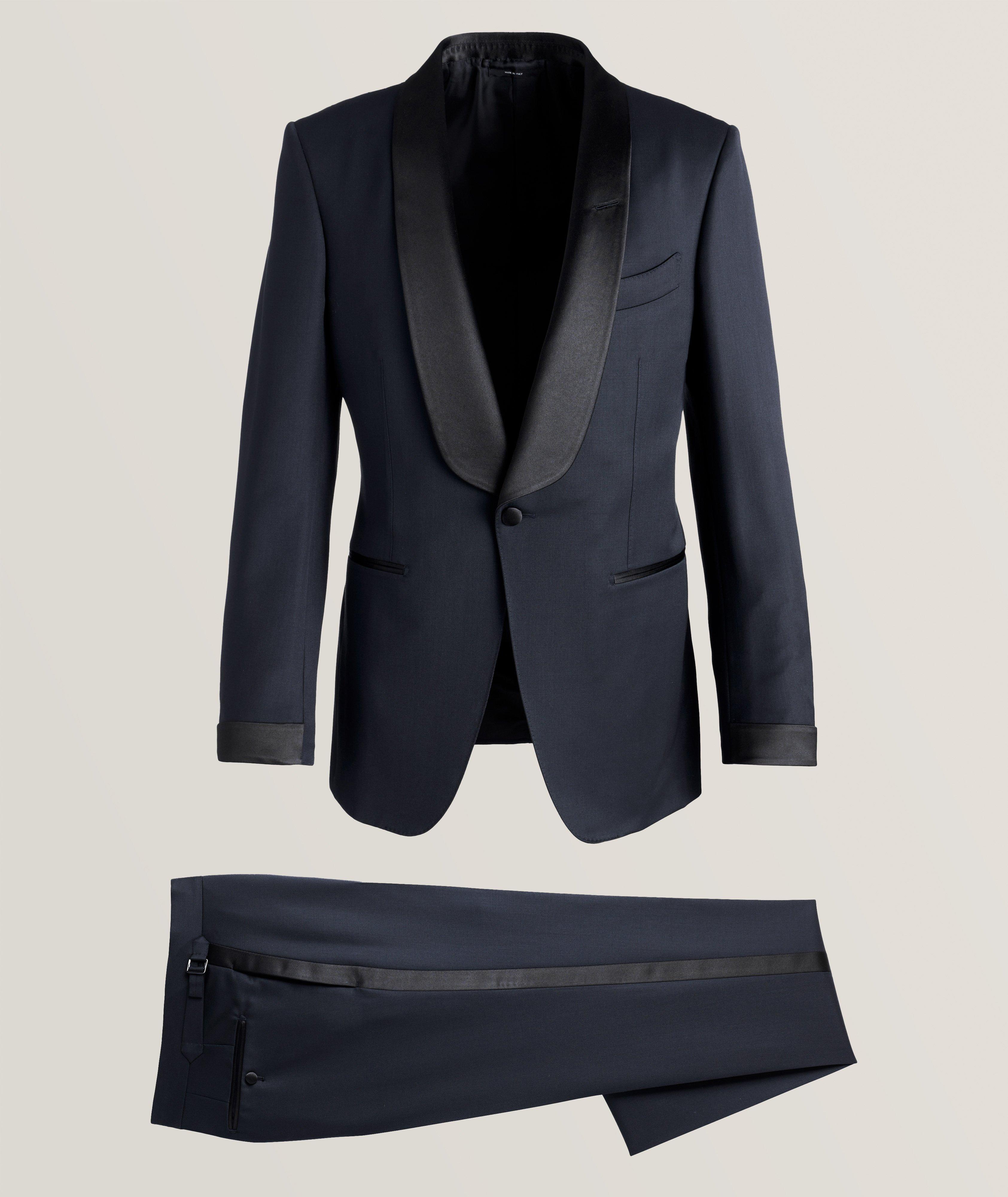 Wool Pinpoint Tuxedo Suit