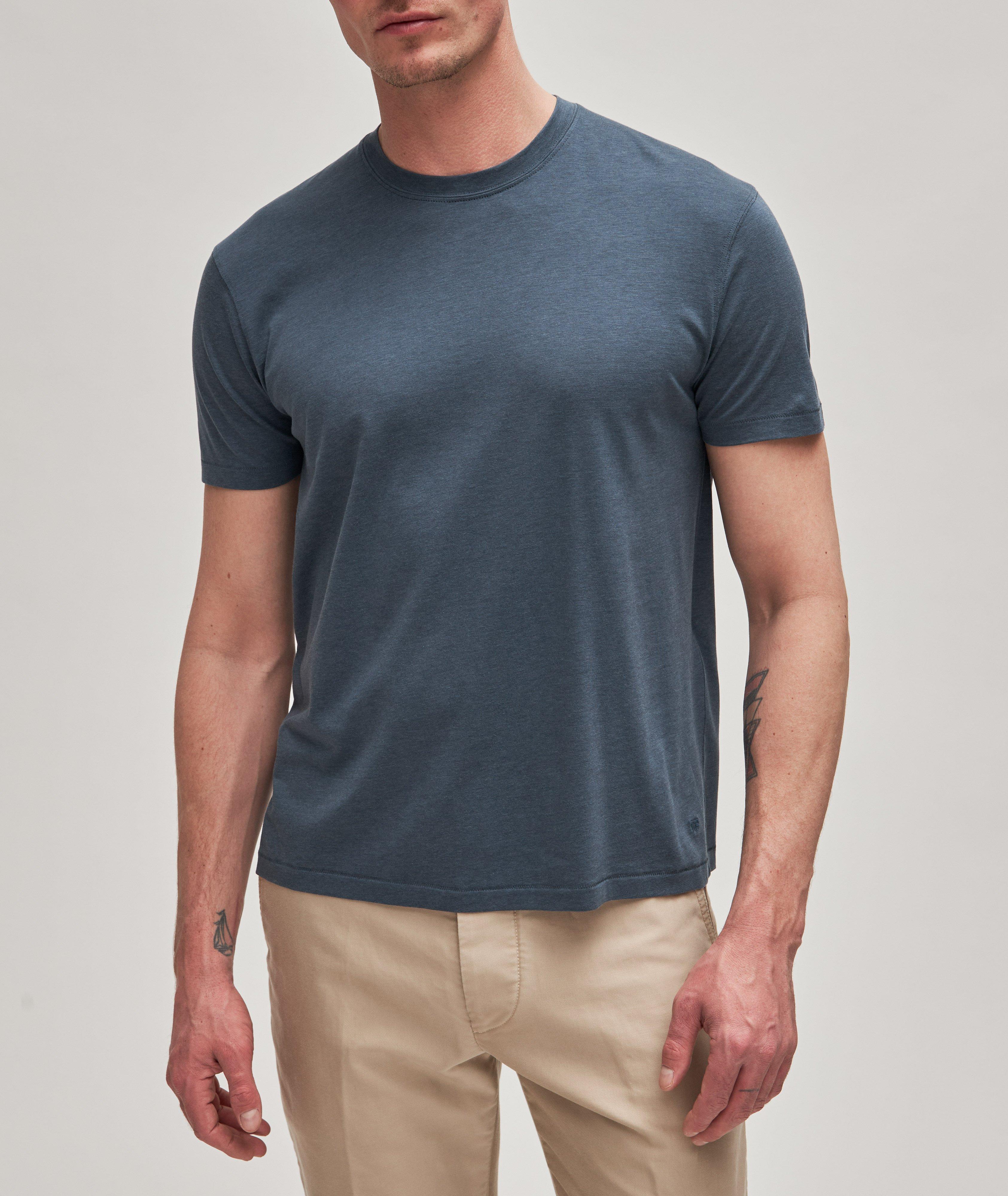 Cotton Blend Mélange Crewneck T-Shirt image 1