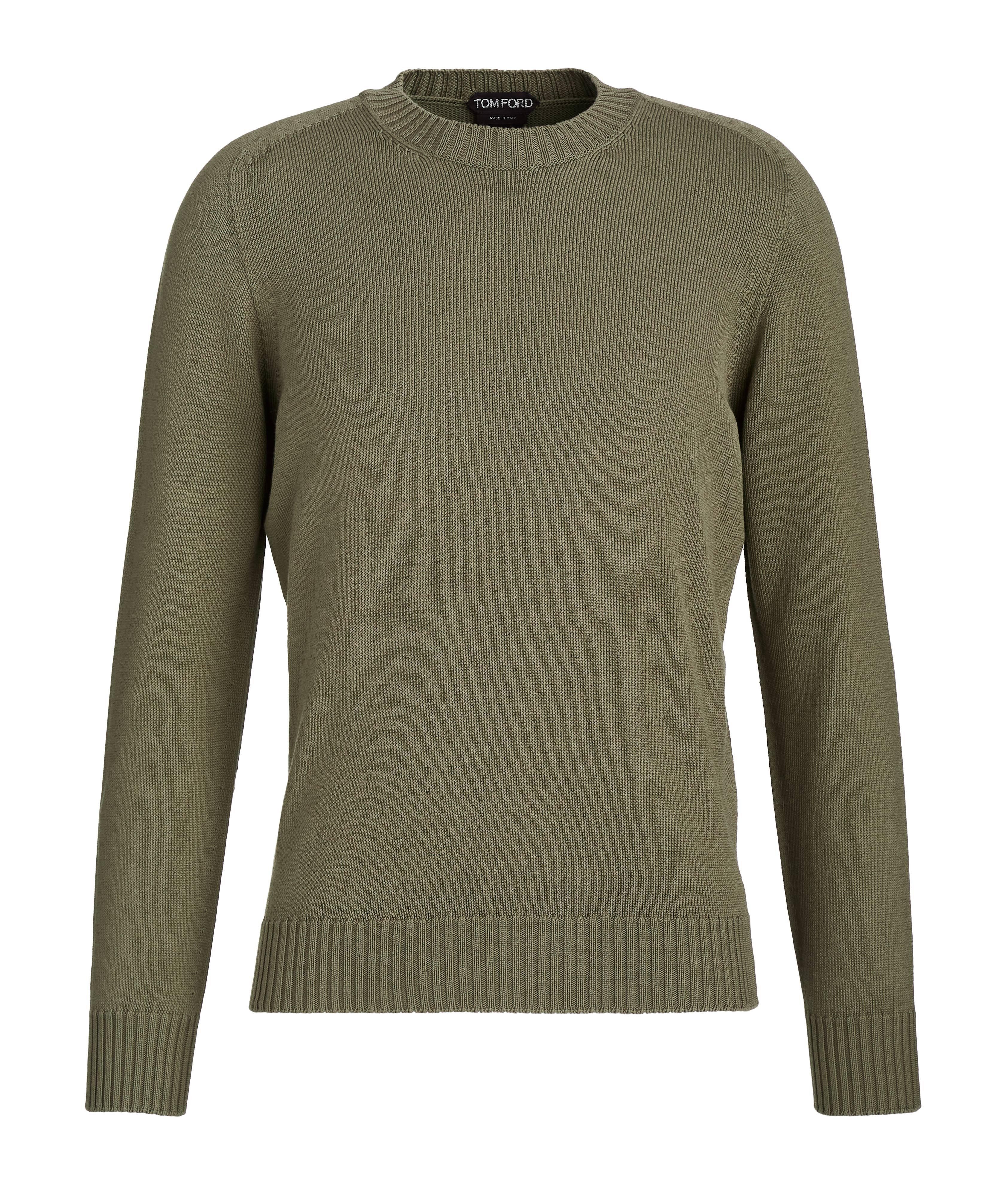 Cotton-Silk Knit Crewneck Sweater image 0