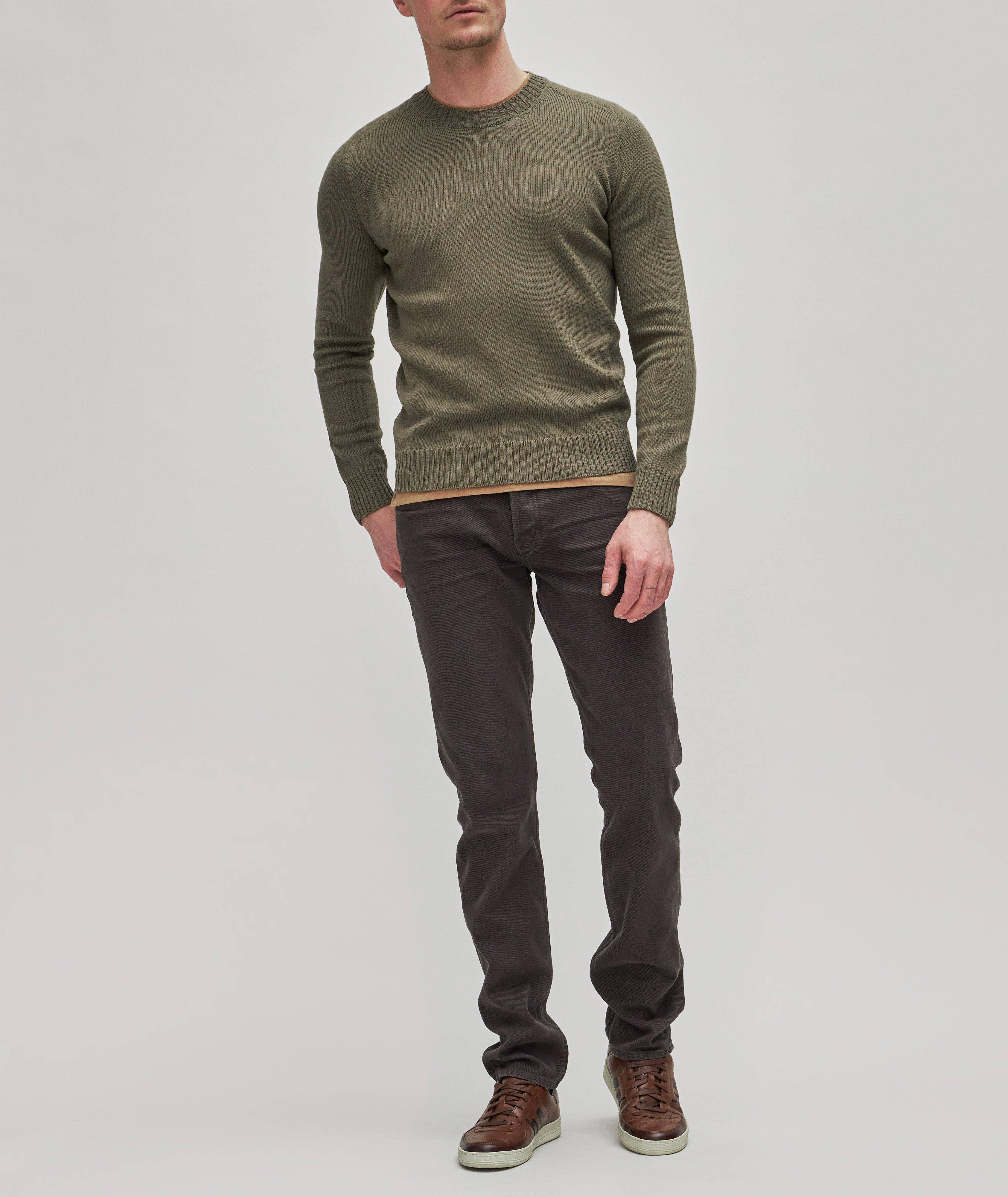 Cotton-Silk Knit Crewneck Sweater image 1