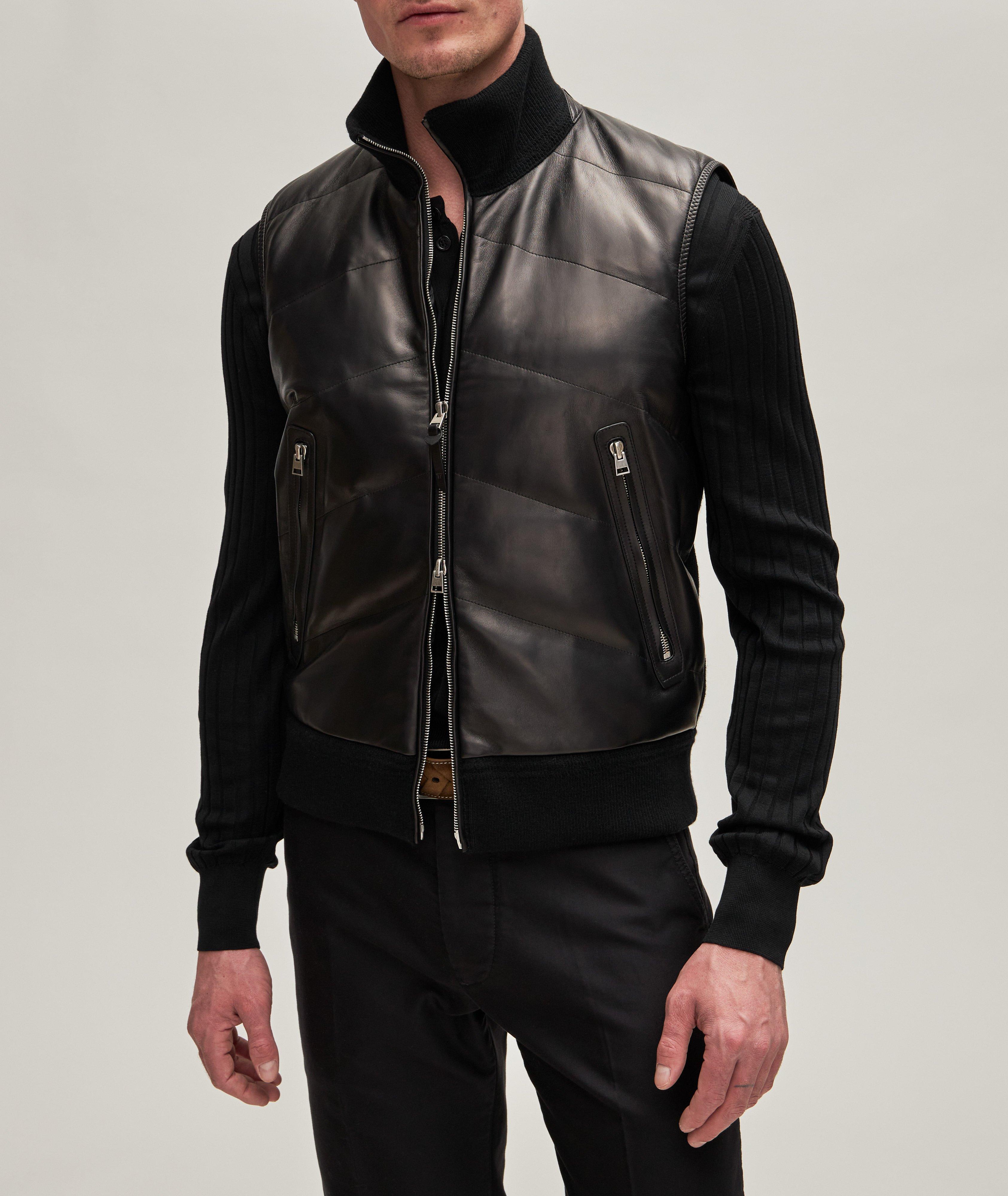 Veste matelassée en cuir d’agneau et en tricot image 2