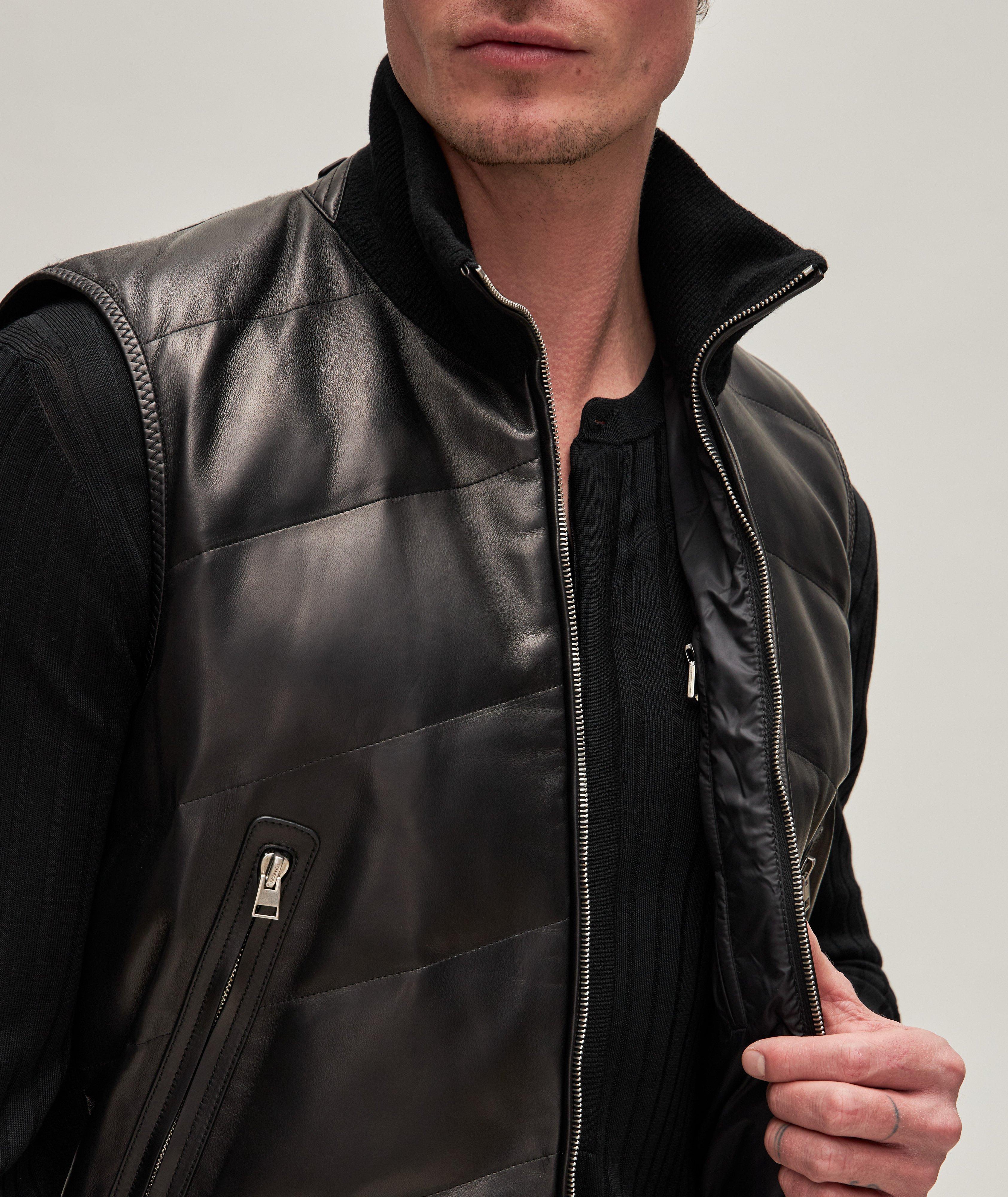 Veste matelassée en cuir d’agneau et en tricot image 4