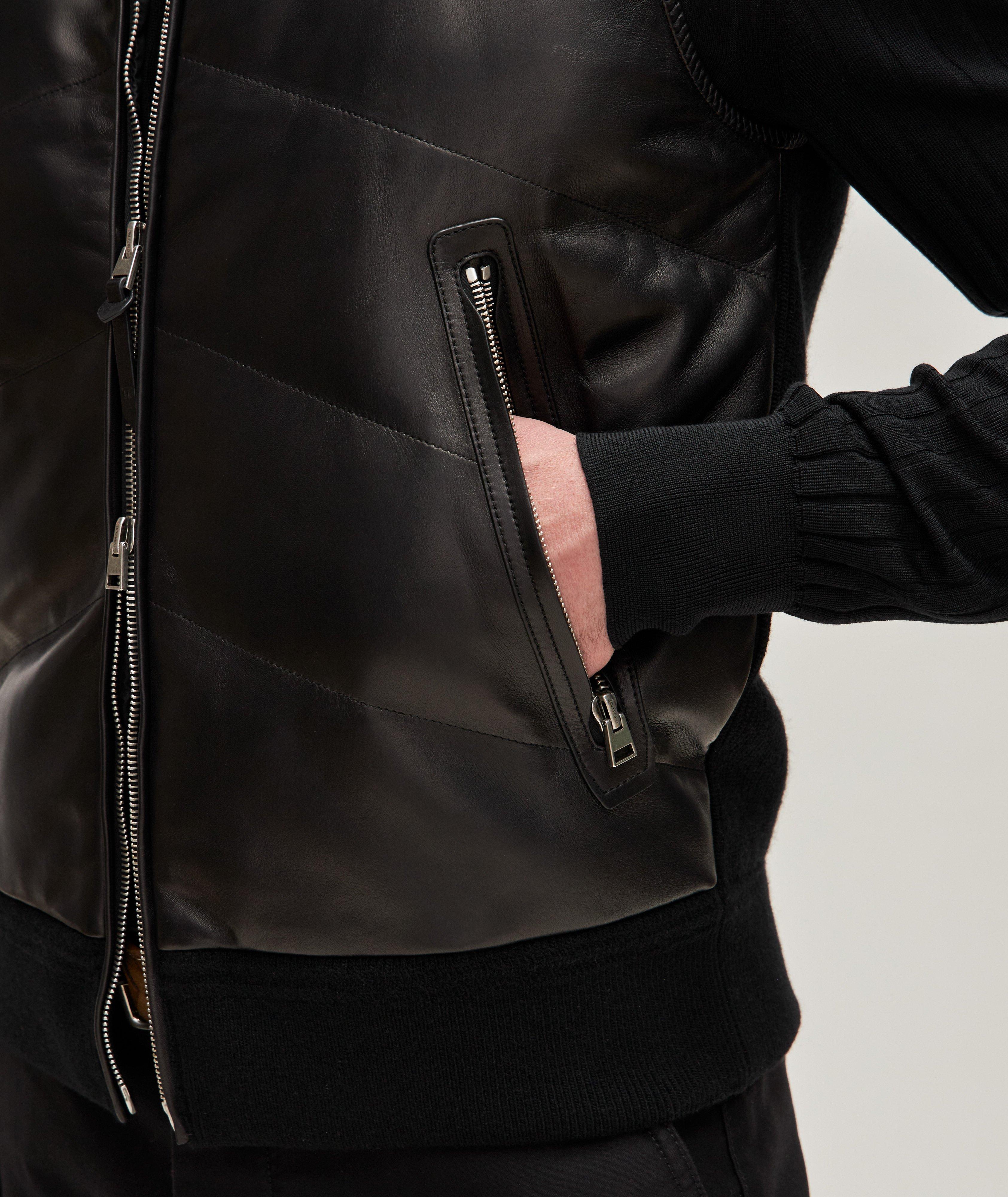 Veste matelassée en cuir d’agneau et en tricot image 5