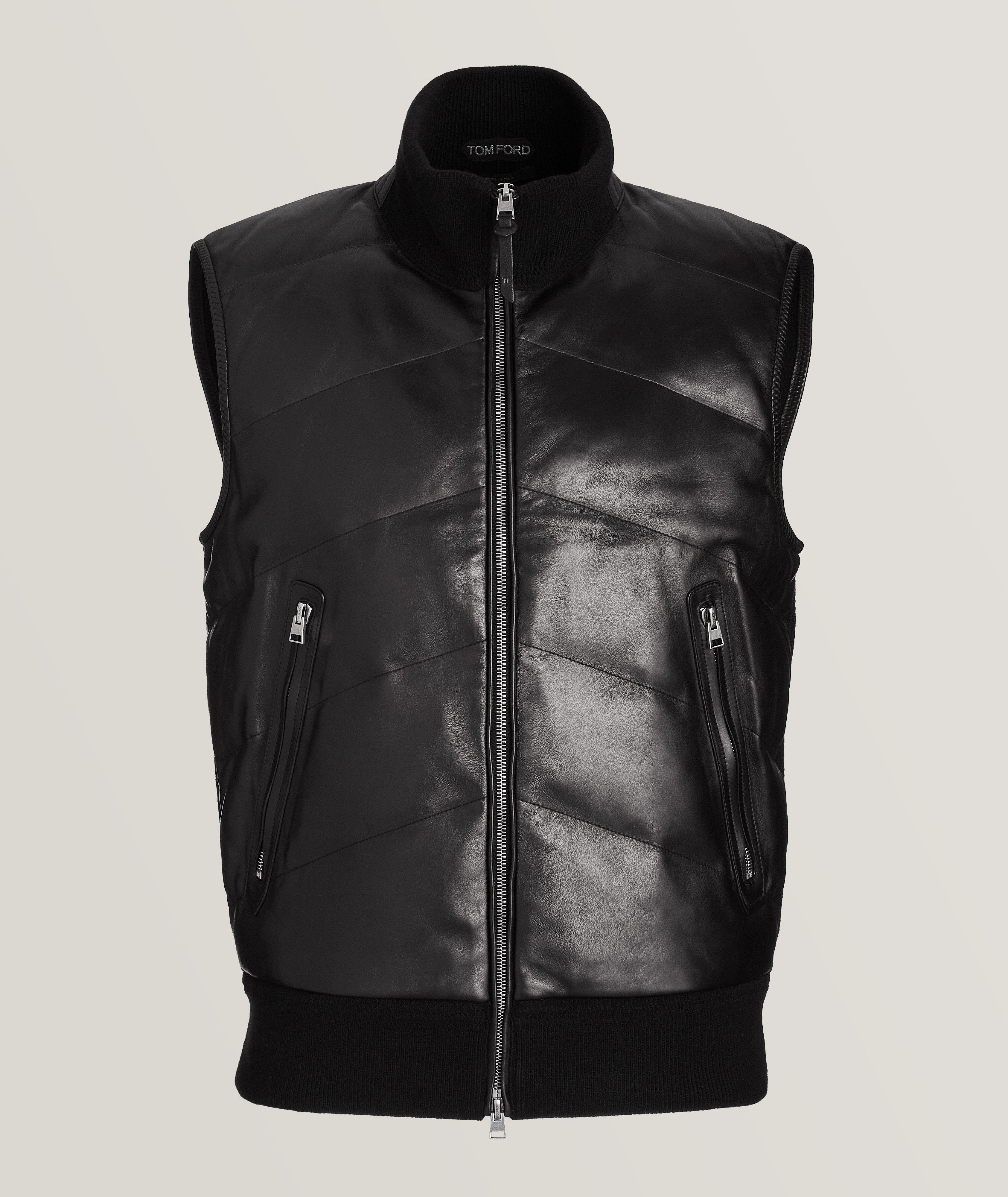 Veste matelassée en cuir d’agneau et en tricot image 0