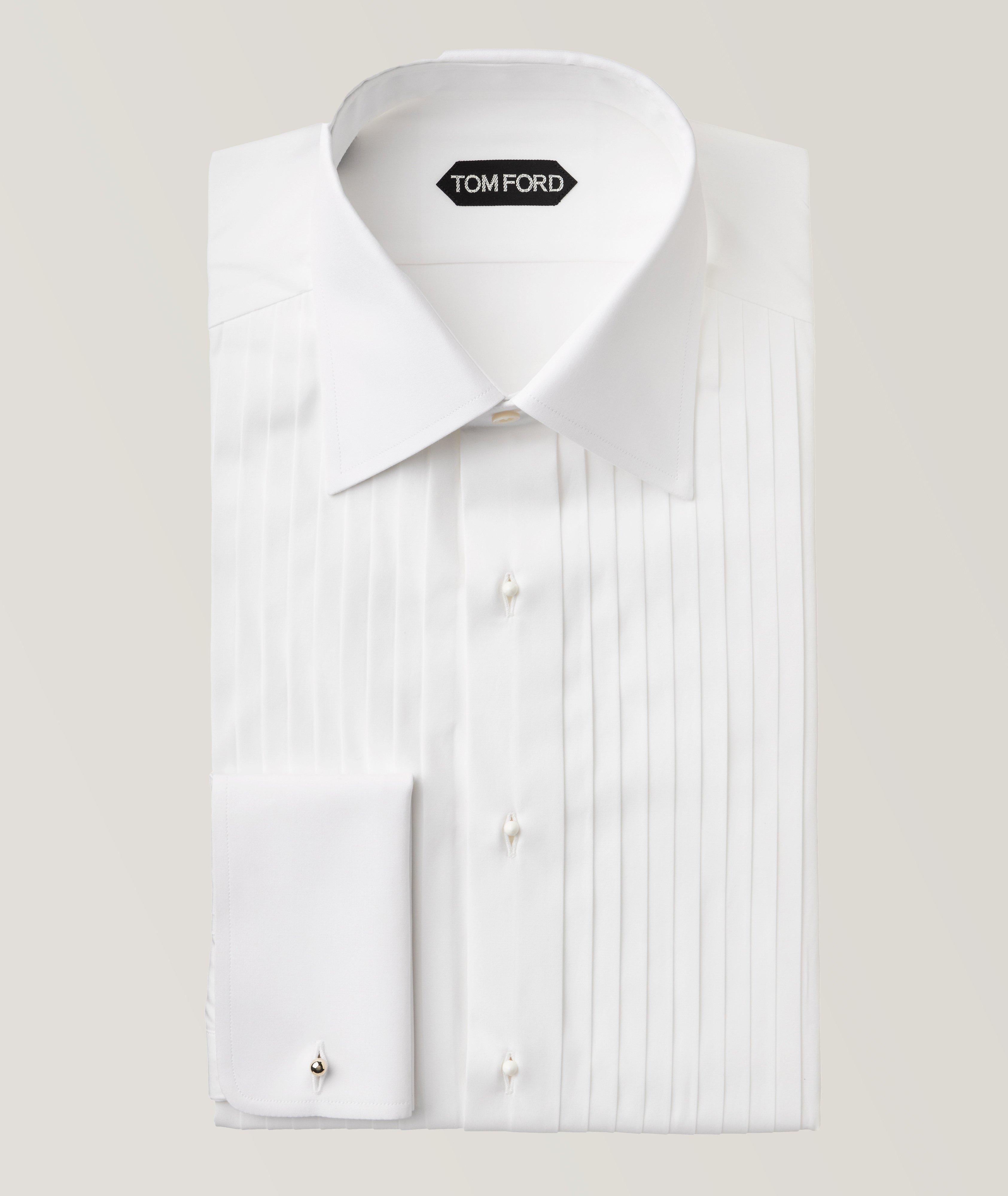 TOM FORD Slim-Fit Front Pleated Poplin Dress Shirt