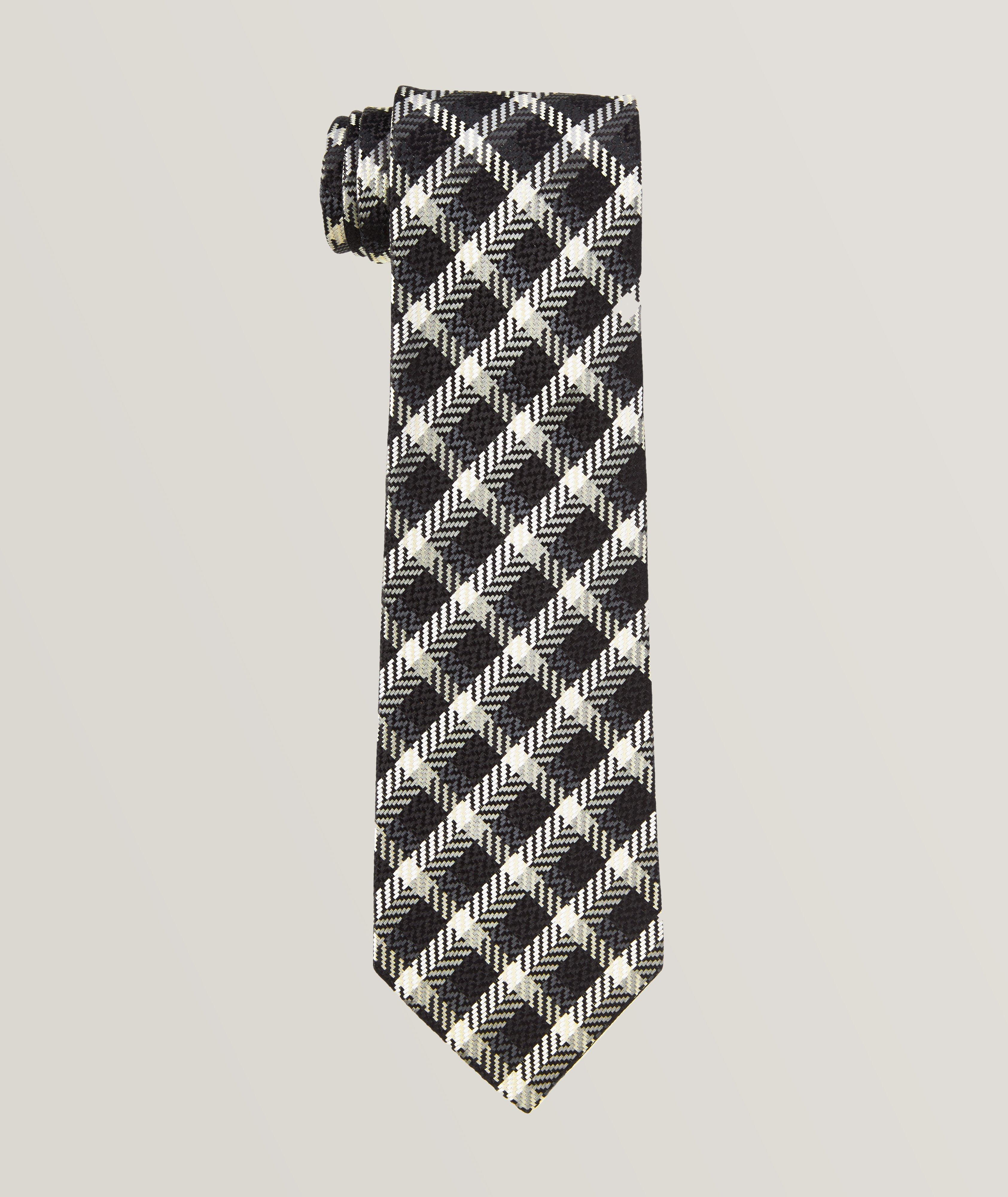 Checkered Print Silk Tie image 0