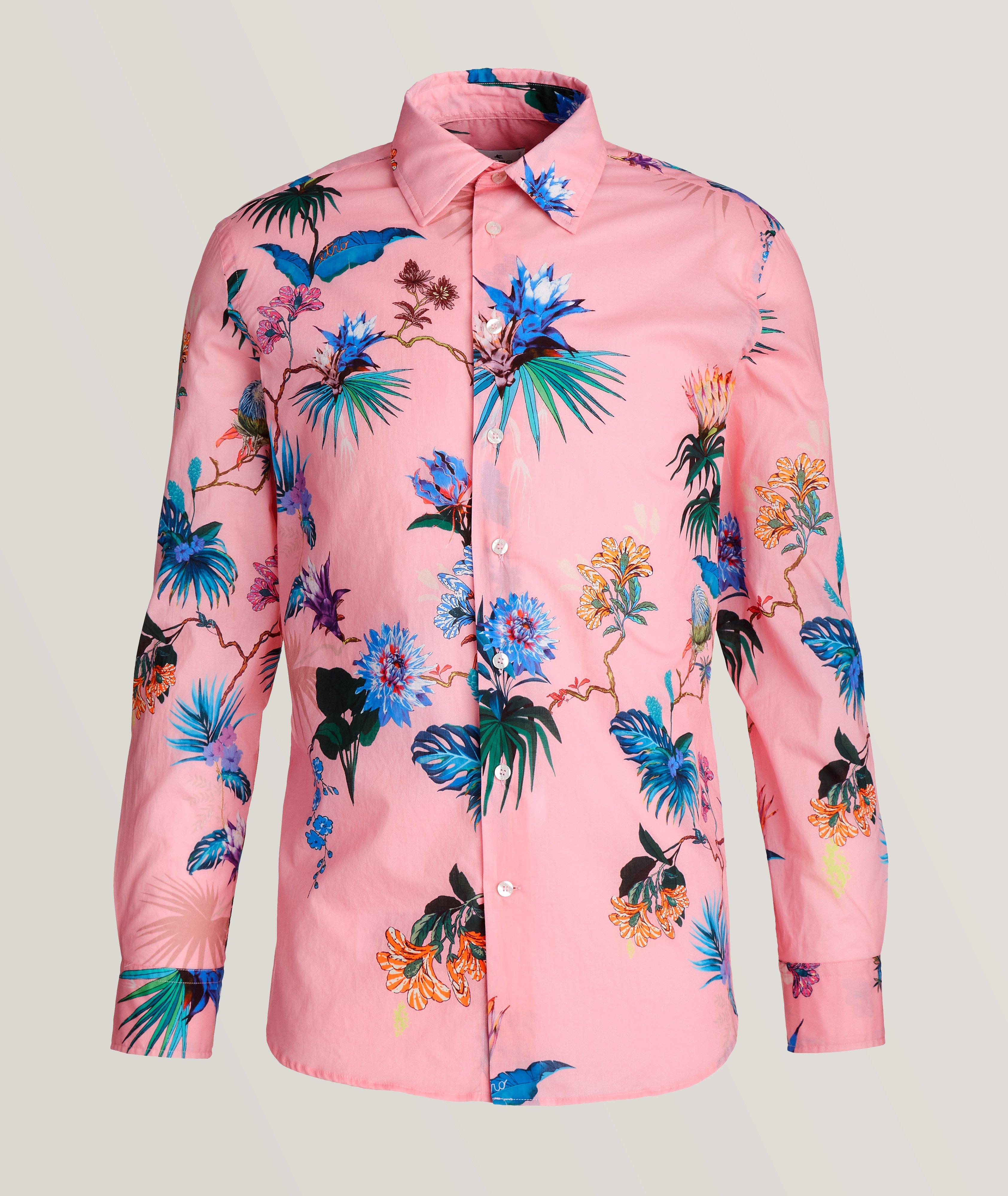 Slim-Fit Floral Print Cotton Sport Shirt image 0