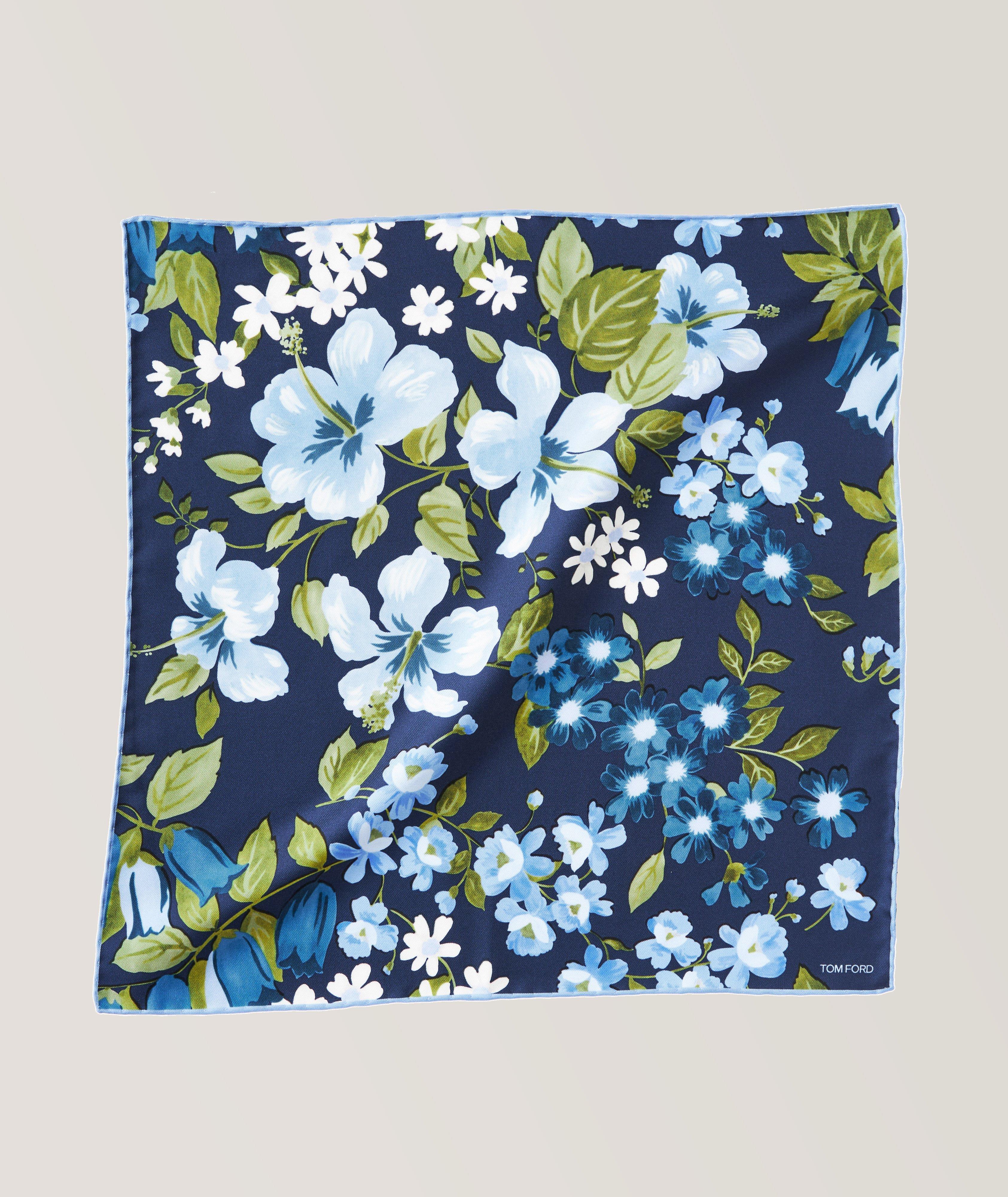 Painted Floral Silk Pocket Square image 0