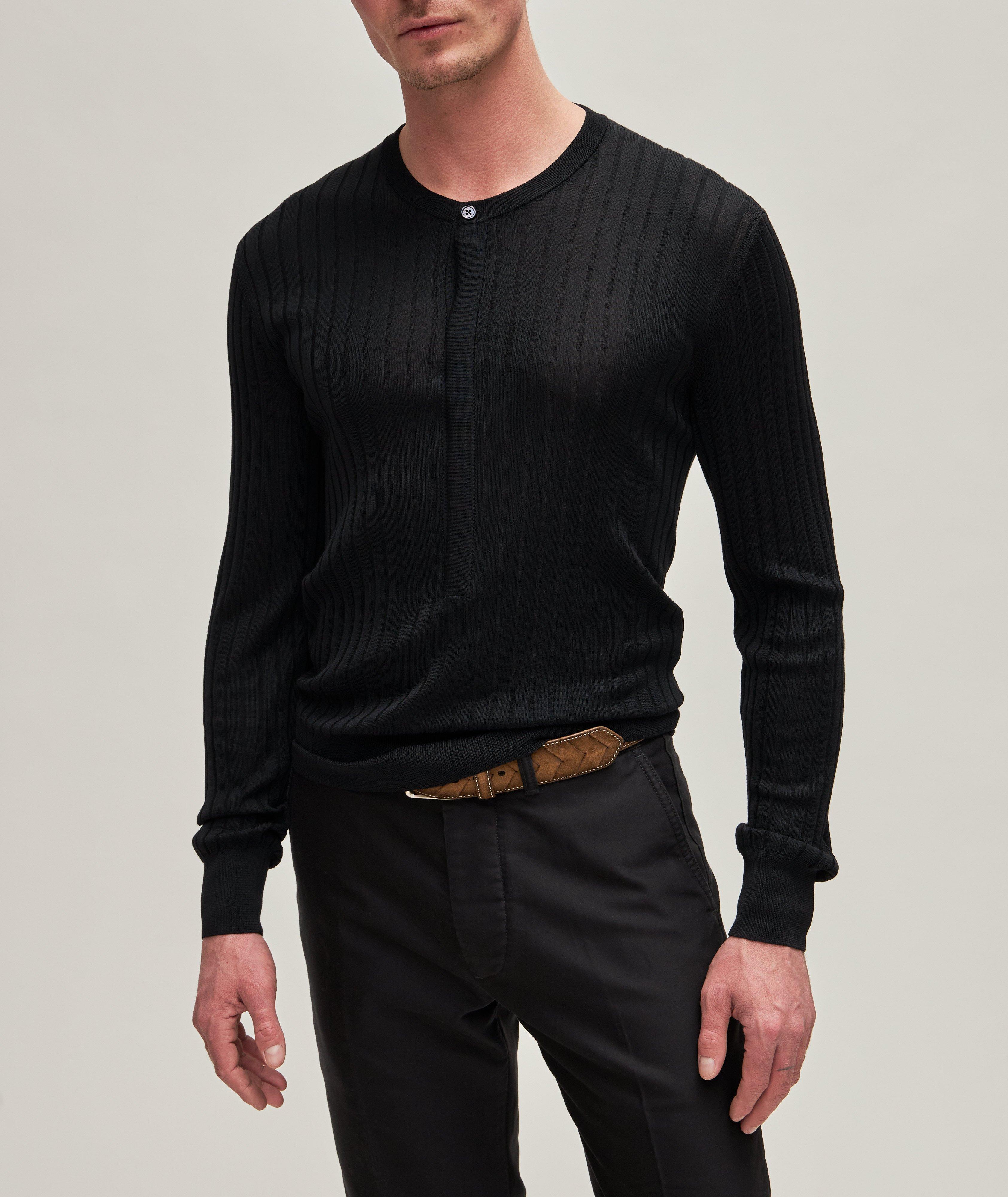 Silk-Blend Knit Henley image 2