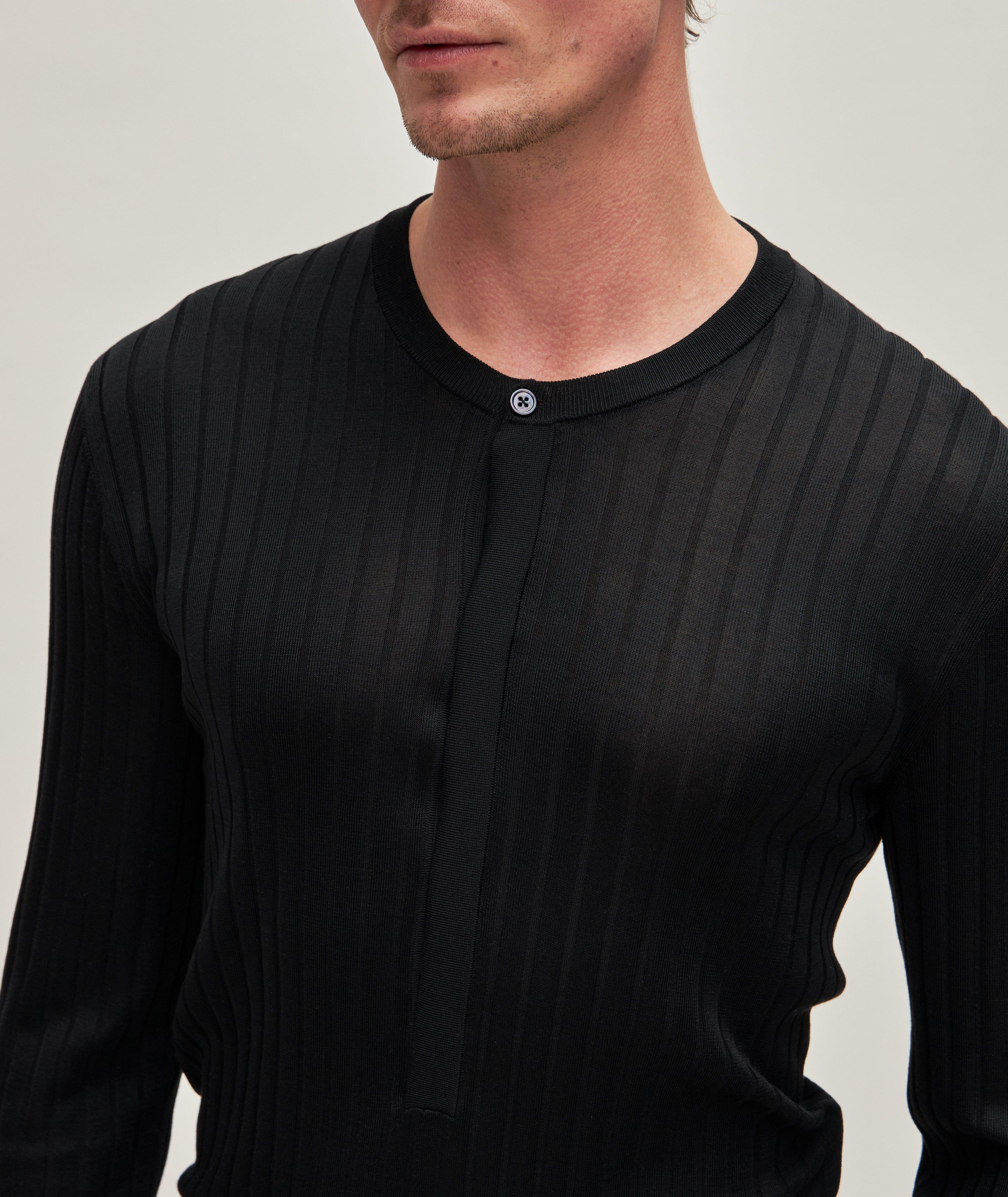 Silk-Blend Knit Henley image 4