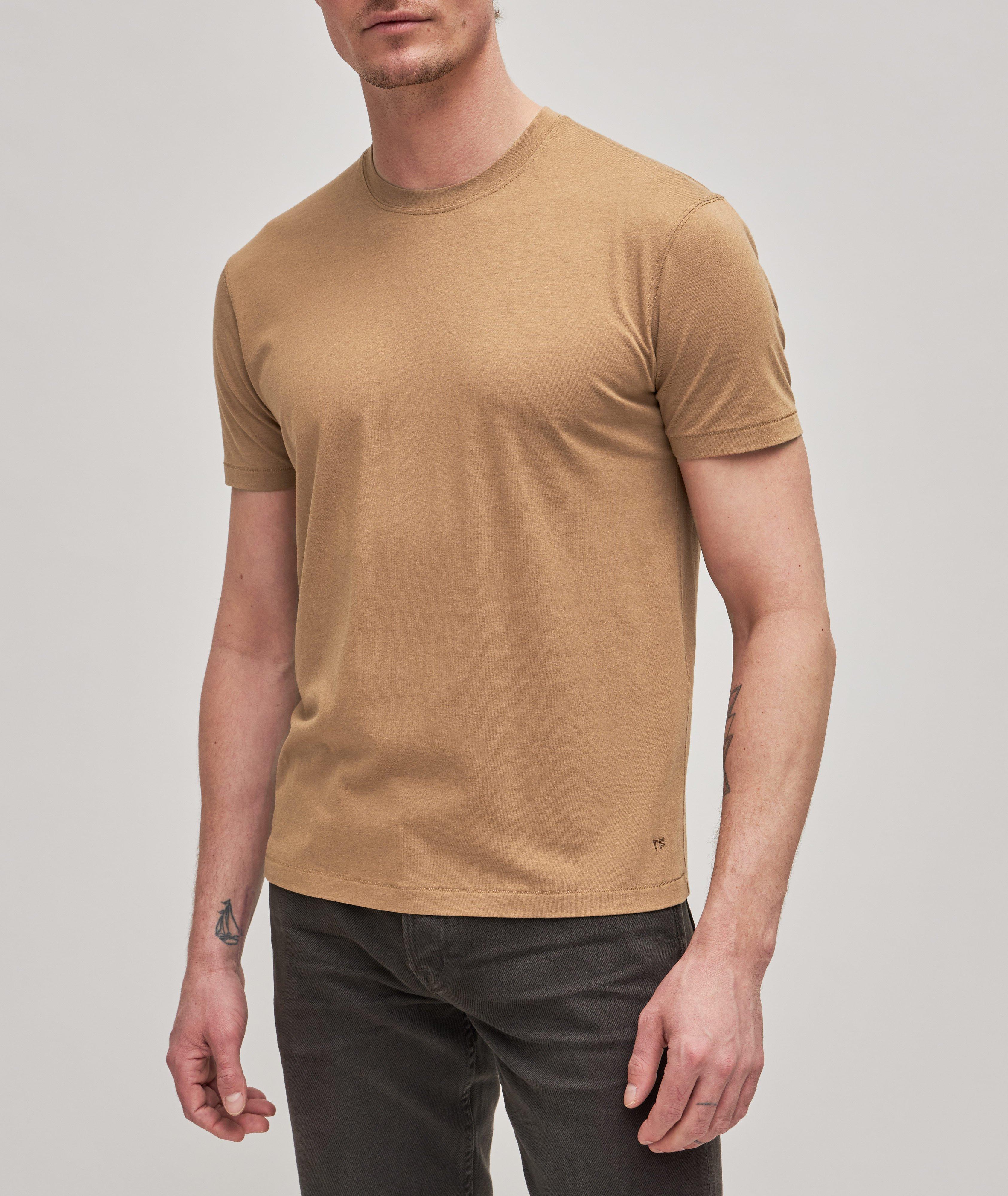 Cotton Blend Mélange Crewneck T-Shirt image 1