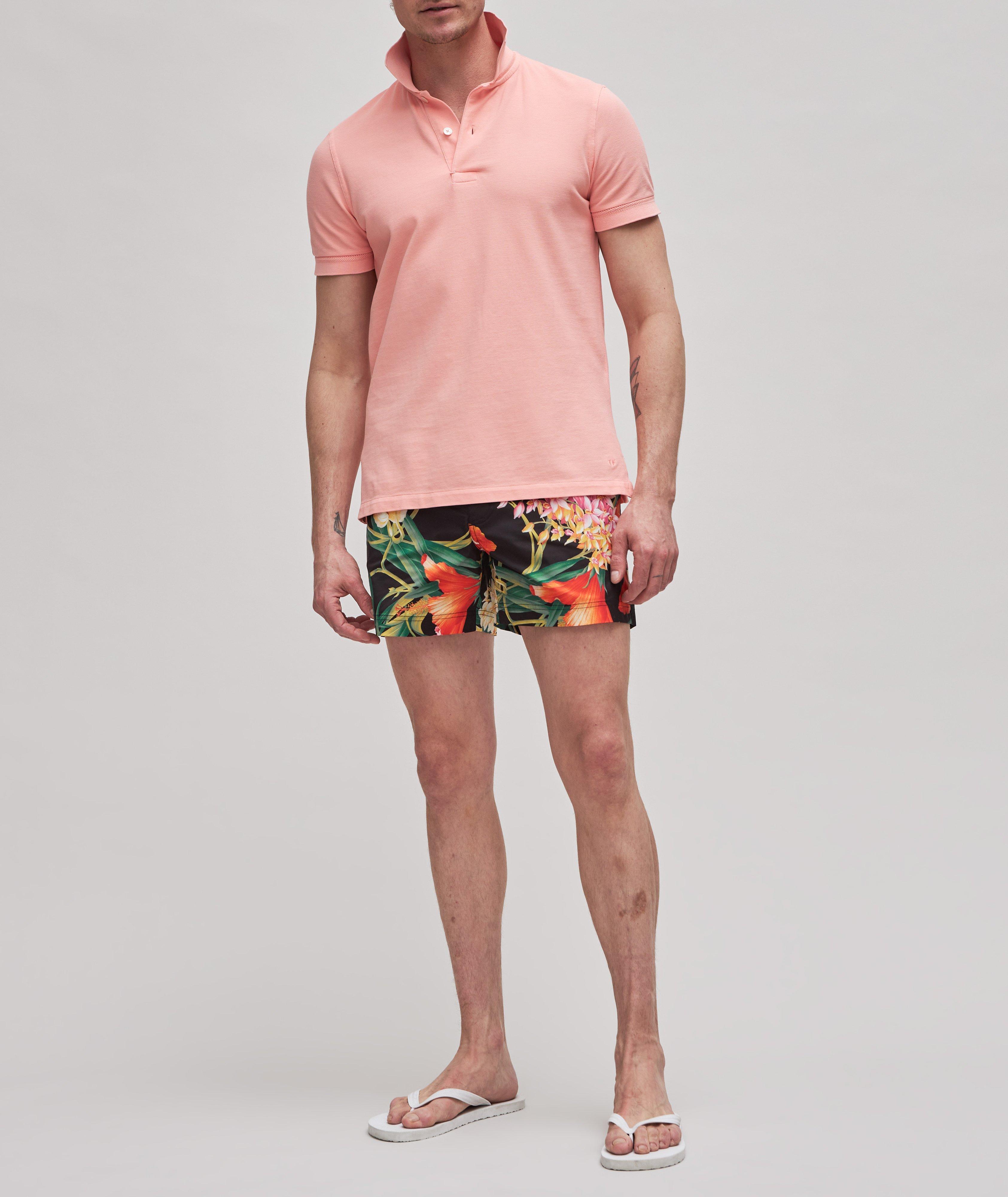 Slim-Fit Orchid Pattern Swim Shorts image 1