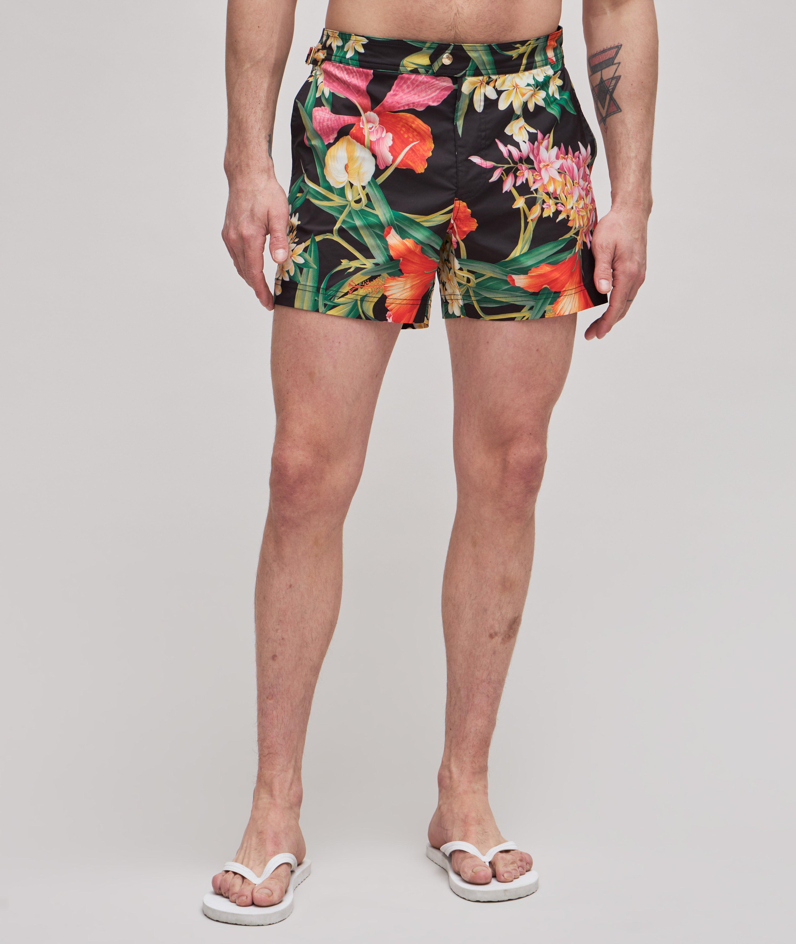 Slim-Fit Orchid Pattern Swim Shorts image 2