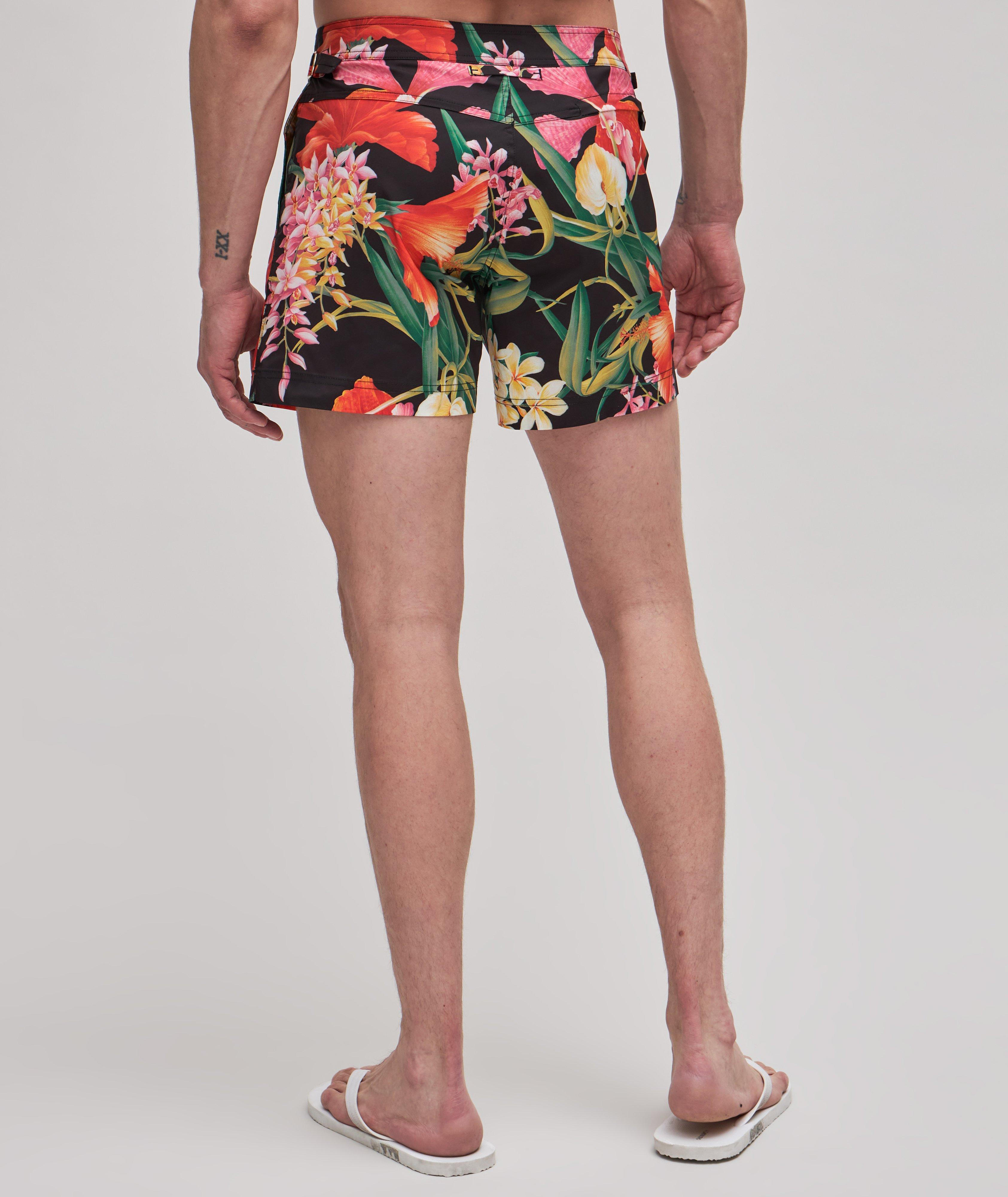 Slim-Fit Orchid Pattern Swim Shorts image 3