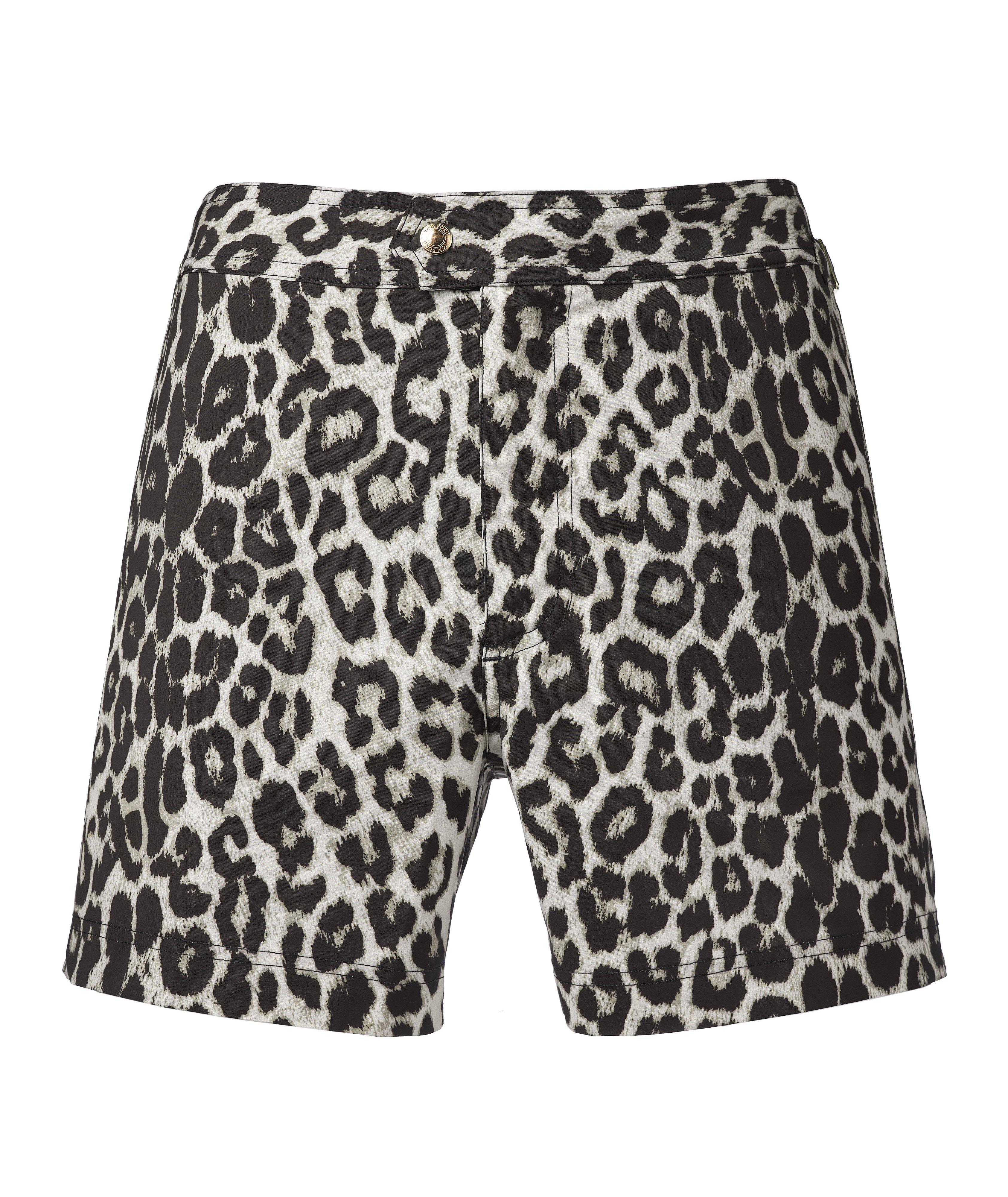 Snow Leopard Pattern Swim Trunks image 0