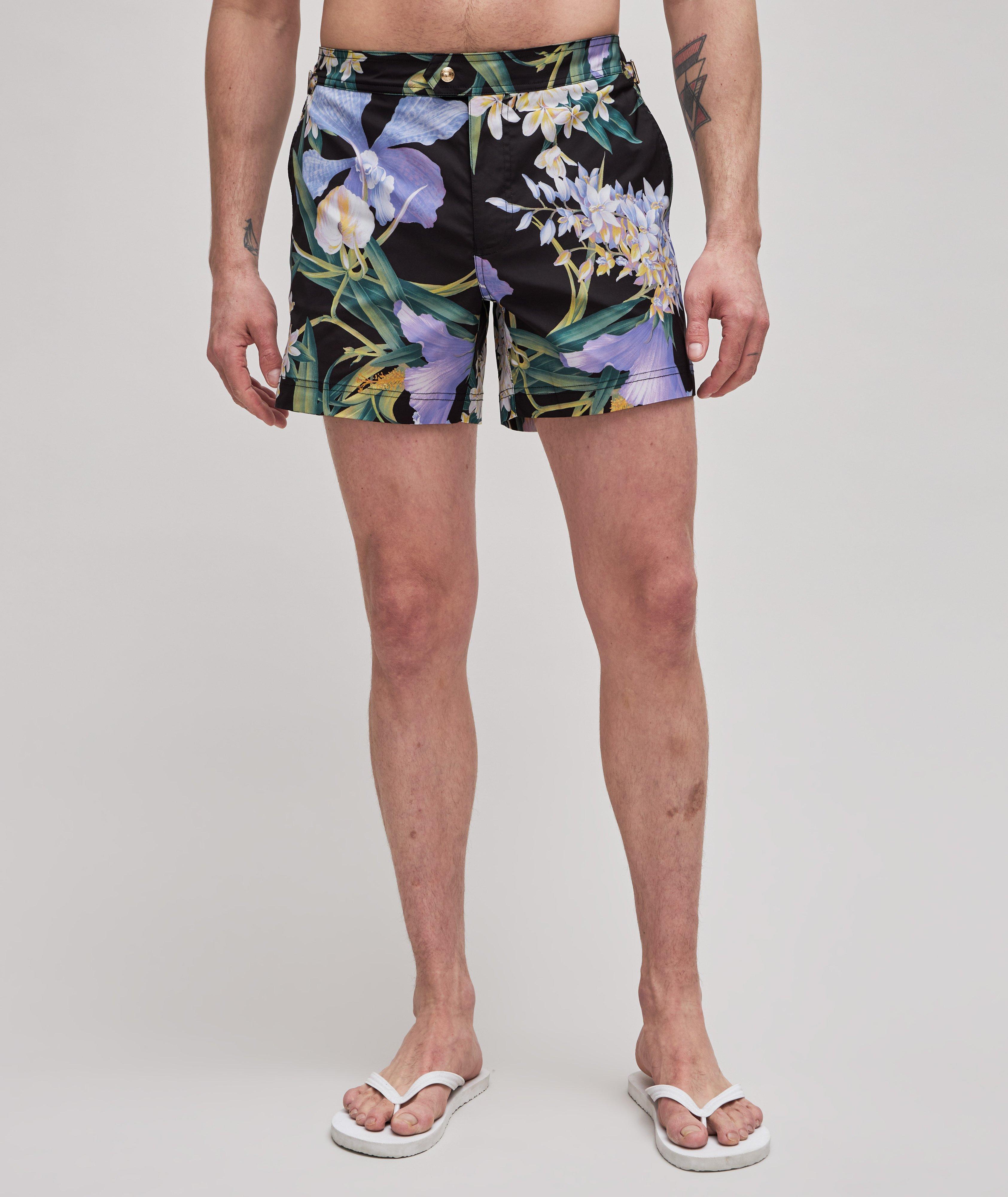 Short de bain à motif floral de coupe amincie image 1