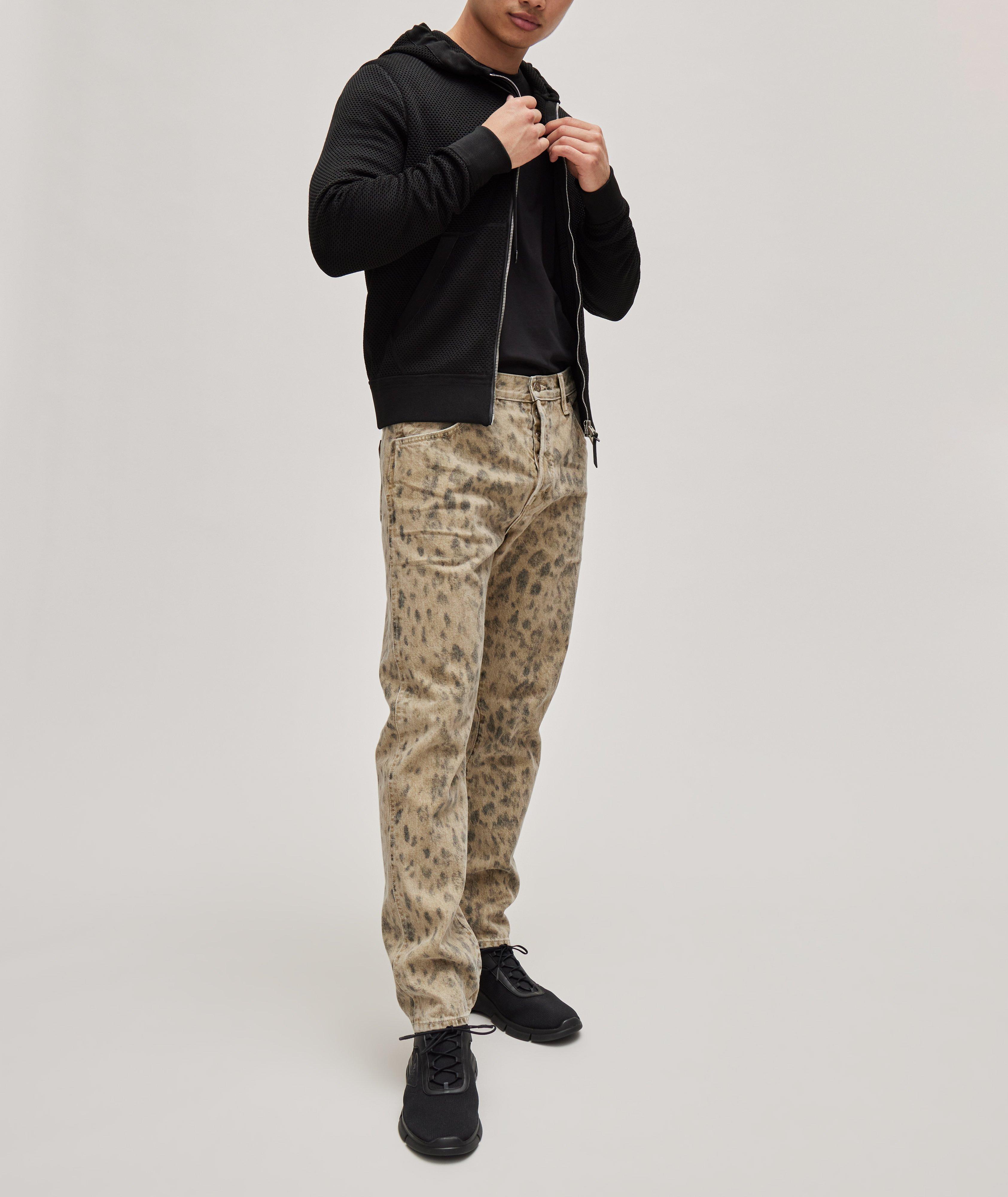Slim-Fit Distressed Leopard Pattern Cotton Jeans image 3