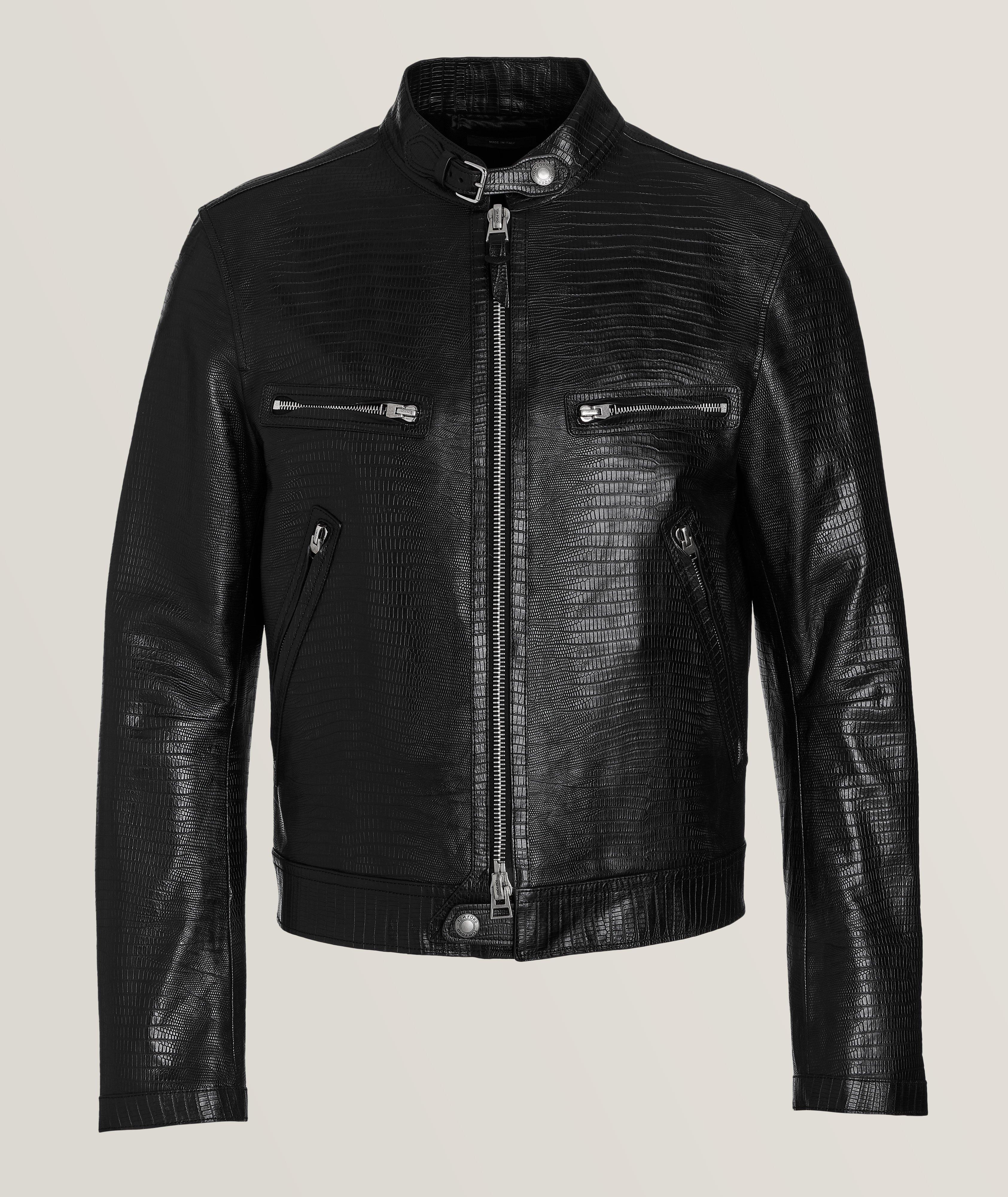 TOM FORD Stamped Tejus Zip Racer Jacket | Leather | Harry Rosen