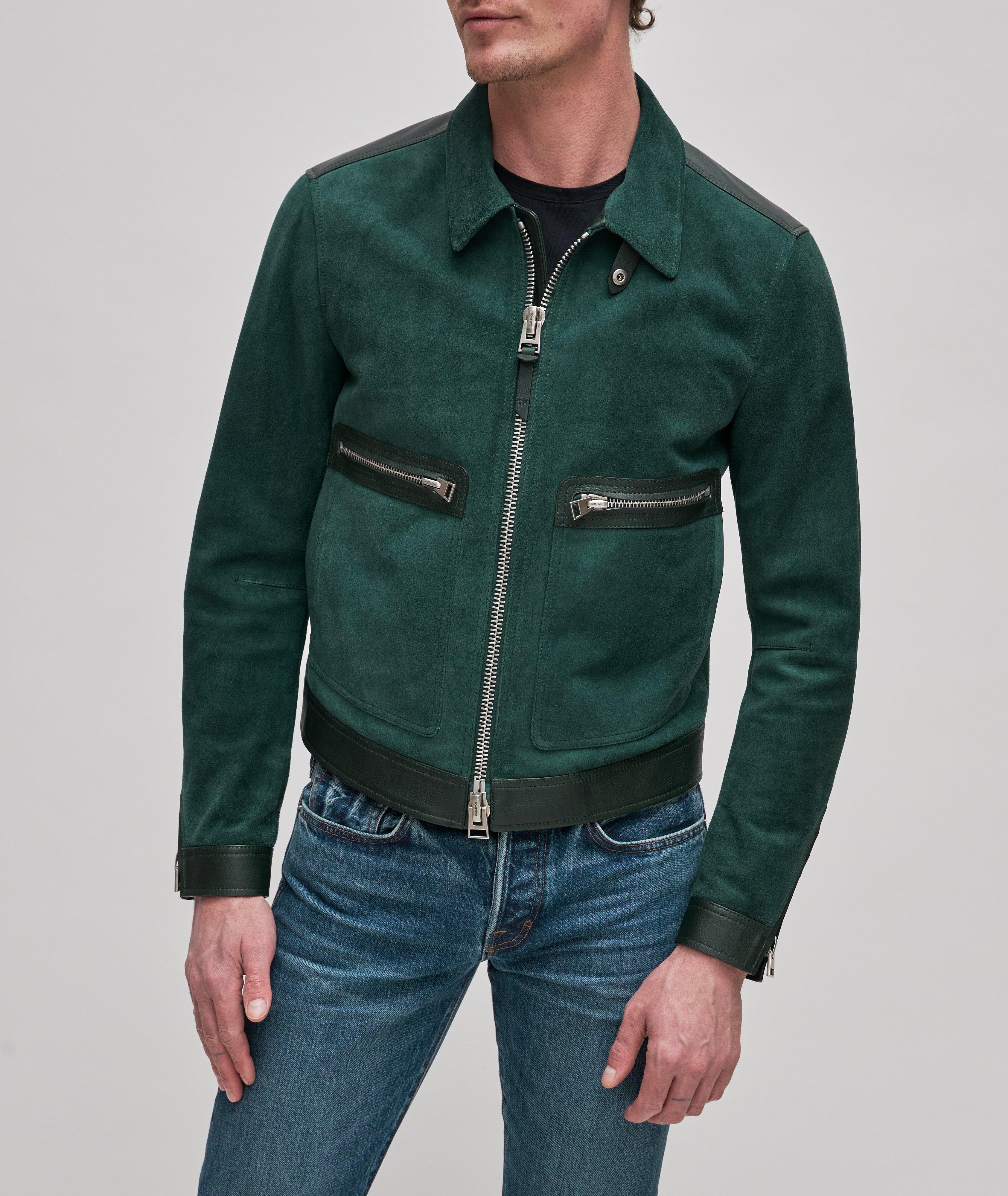 Brushed Heathered Suede Leather Blouson  image 1