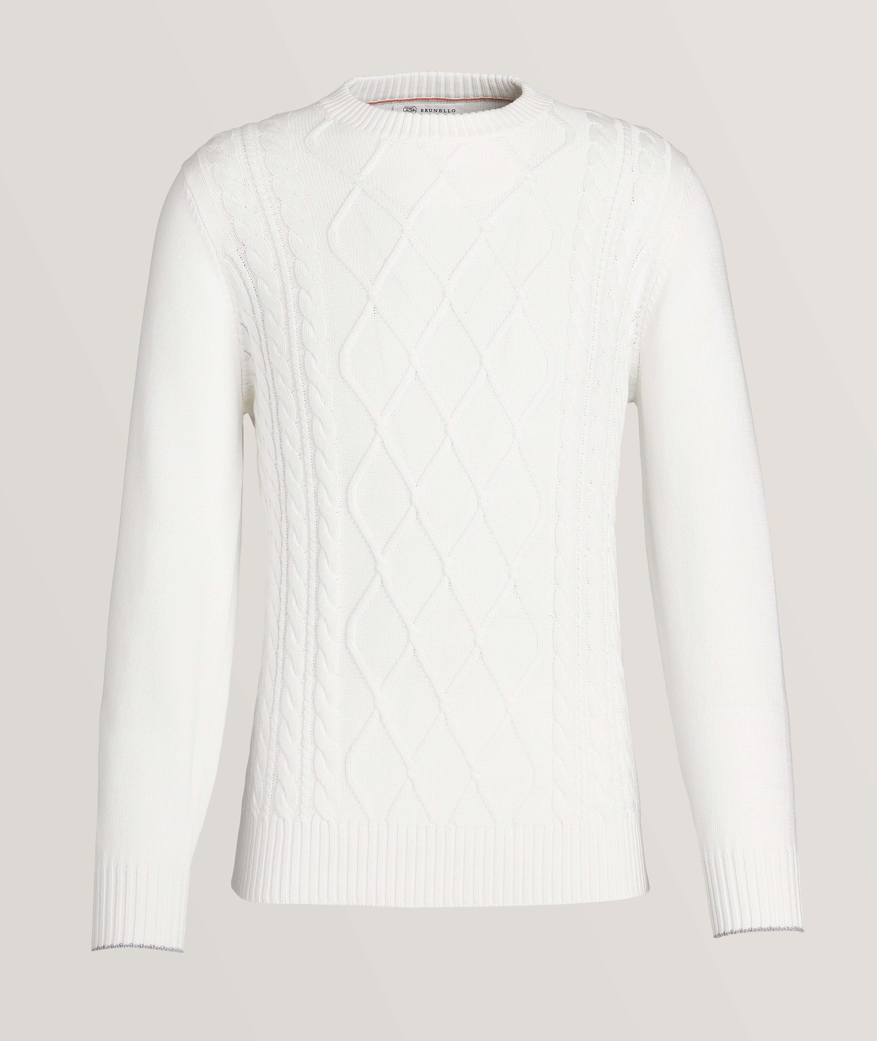 Regular Fit Cable-knit Sweater - White - Men