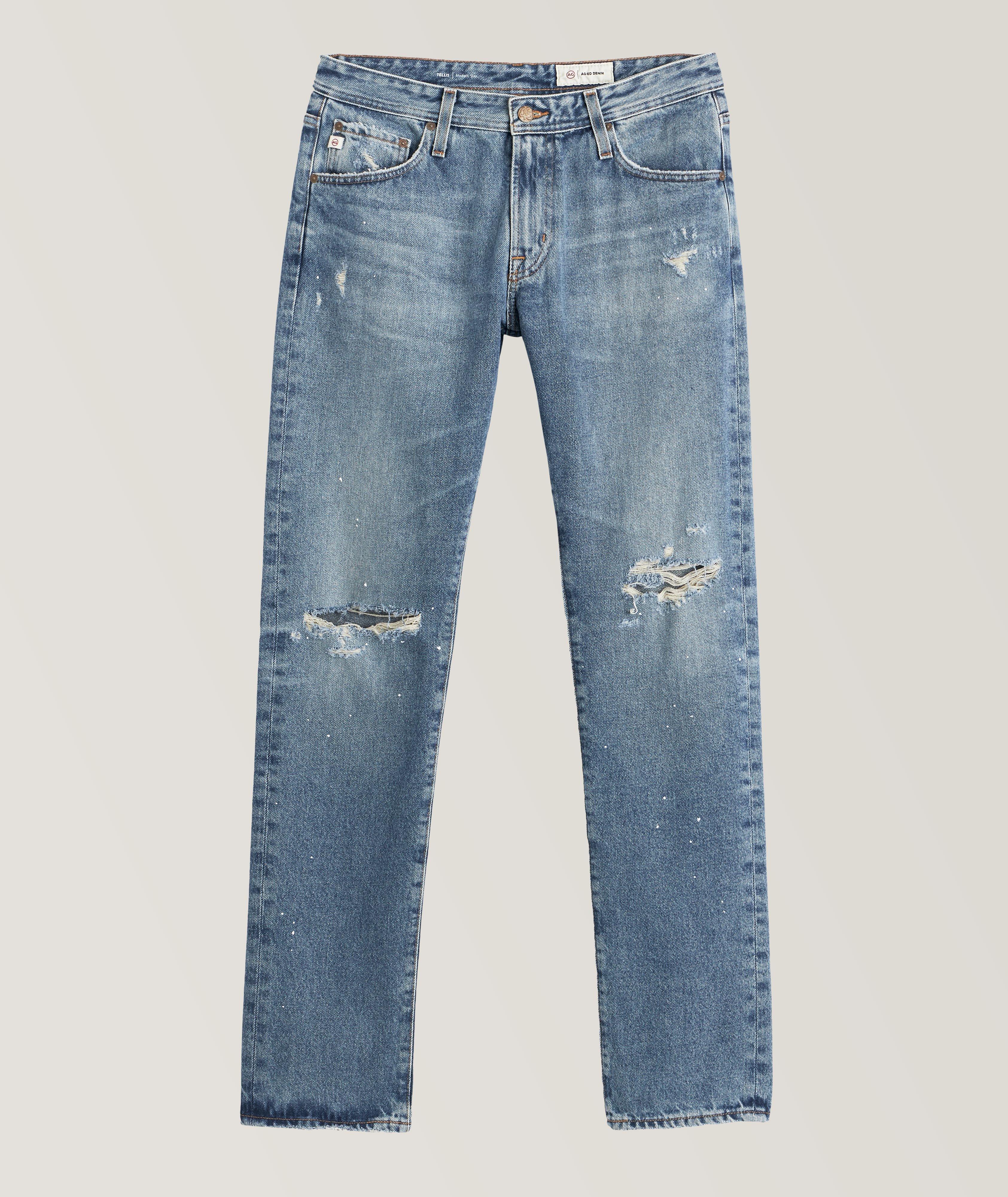 AG Tellis Modern-Slim Distressed Cotton Jeans