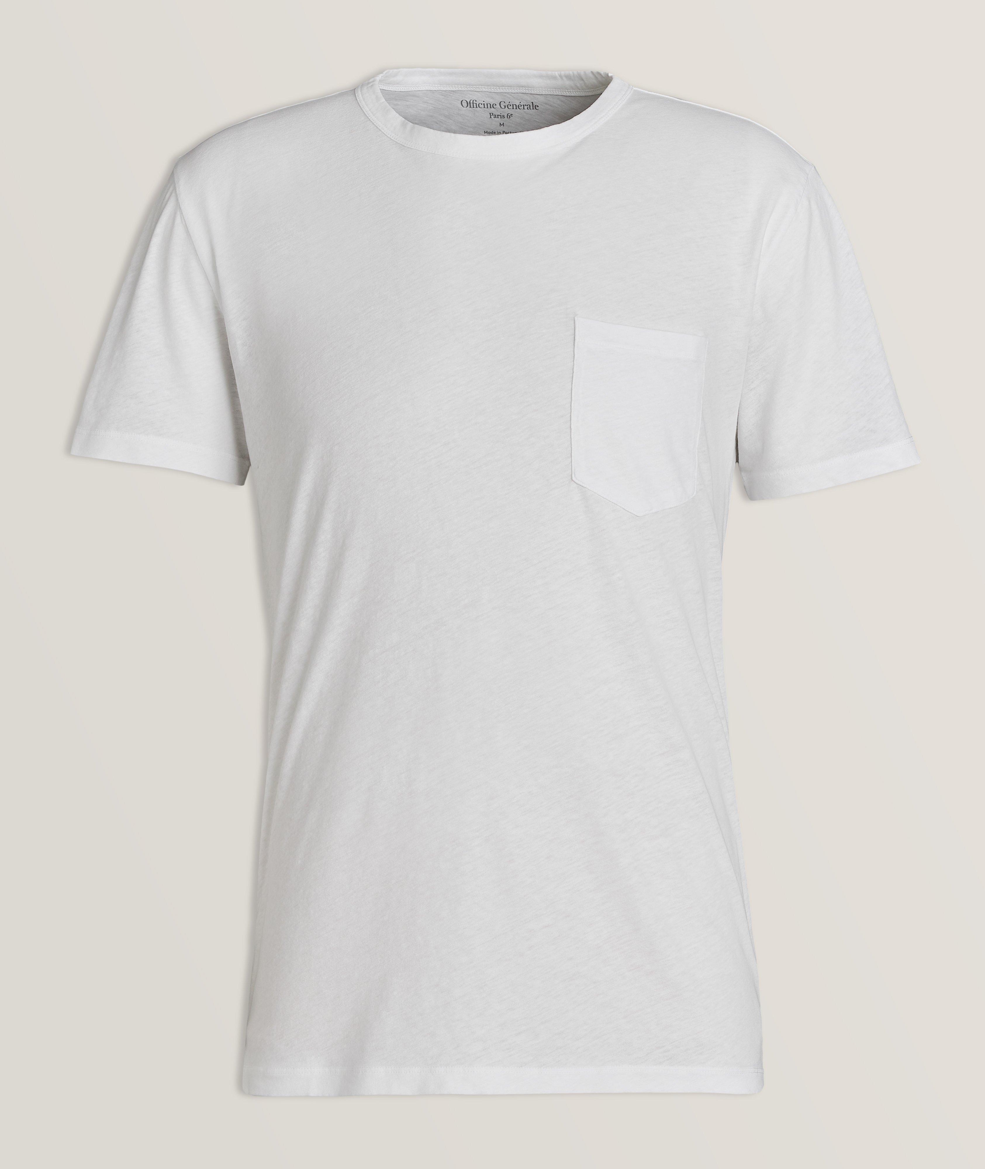 Officine Générale Cotton Linen-Blend Pocket T-Shirt | T-Shirts