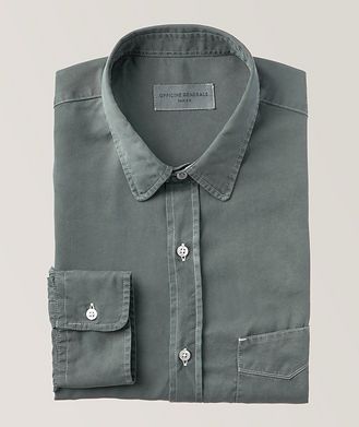 Officine Générale Lipp Contrast Stitch Tencel Shirt