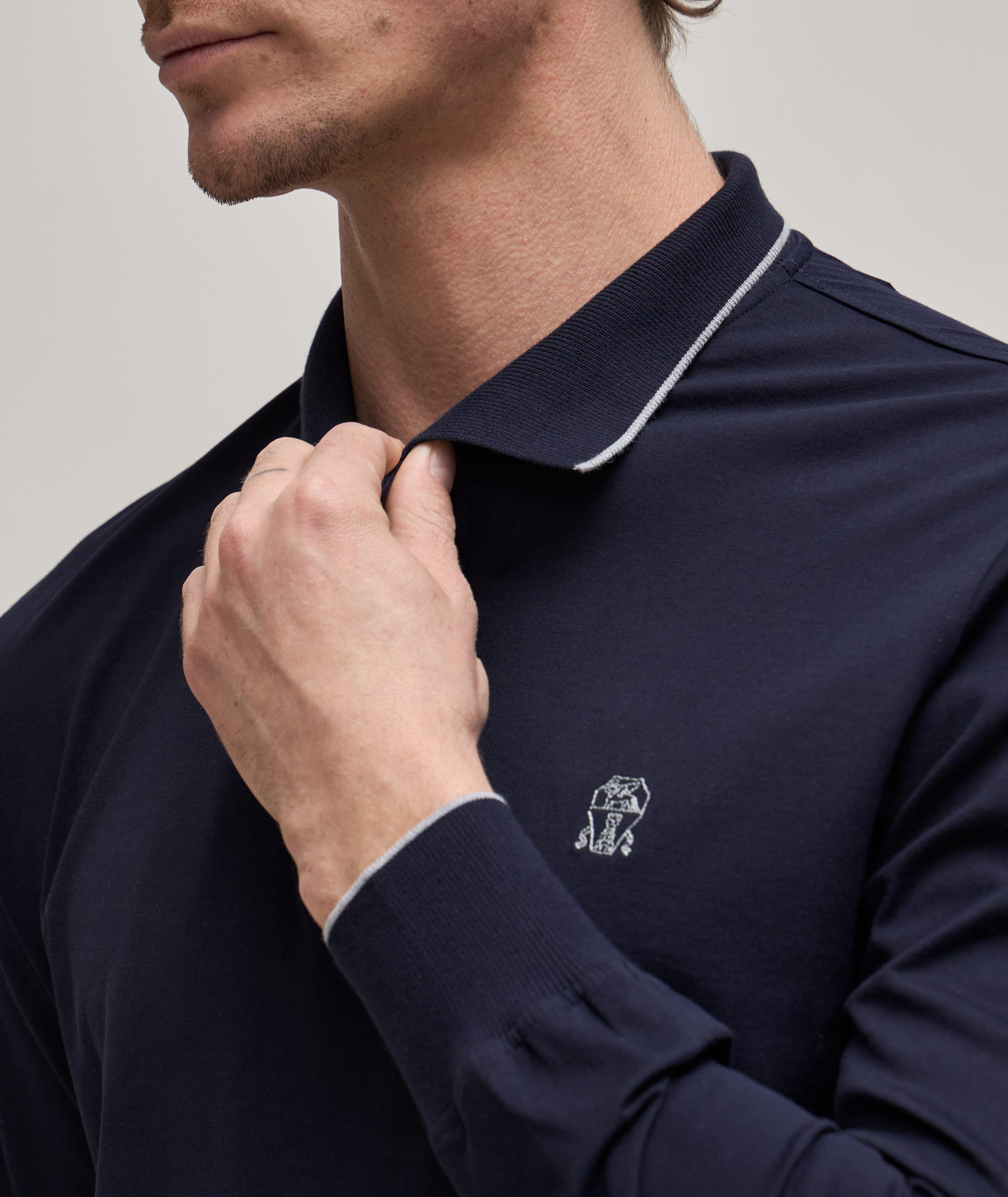 Logo Embroidered Jersey Cotton Polo image 3