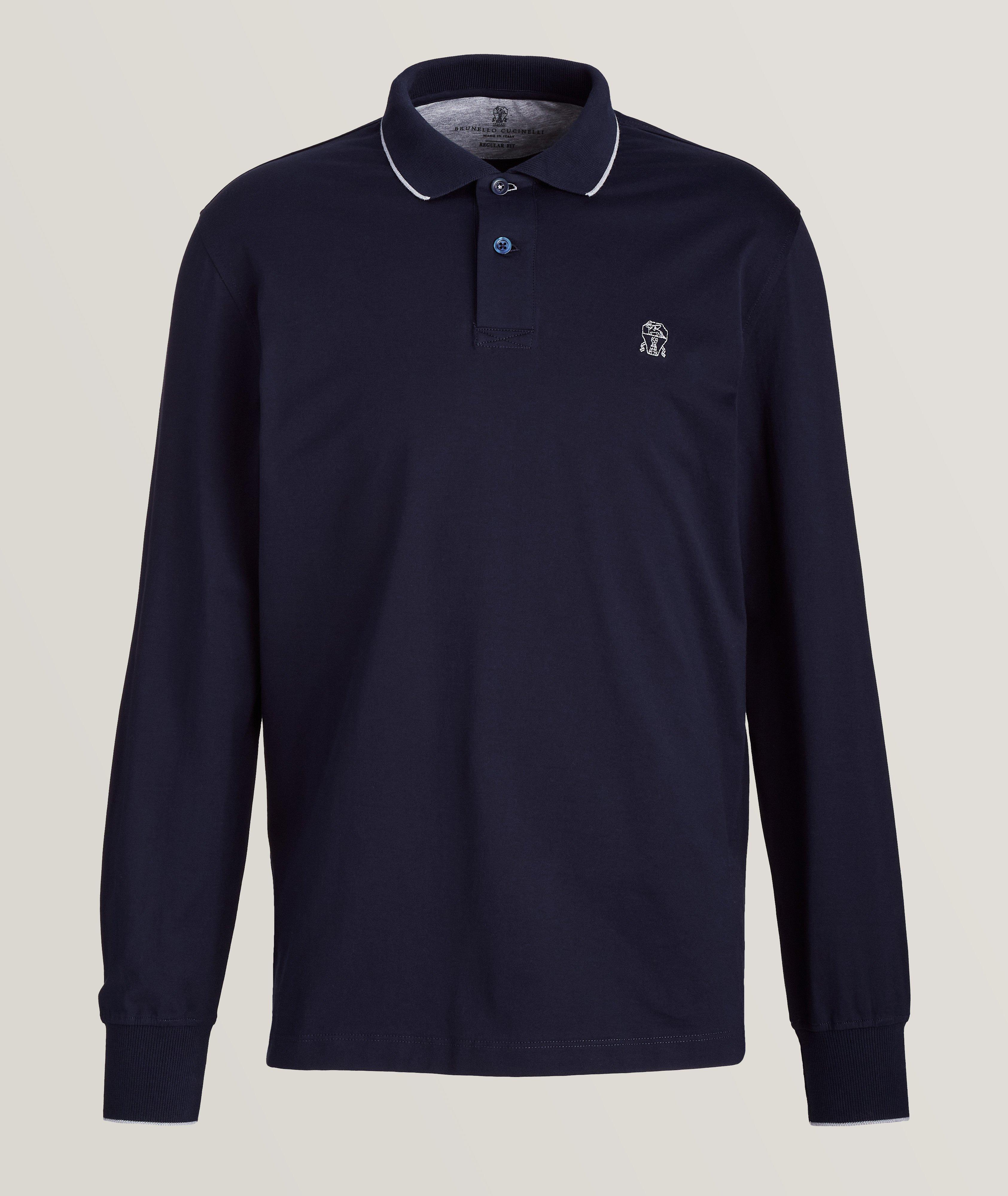 Logo Embroidered Jersey Cotton Polo image 0