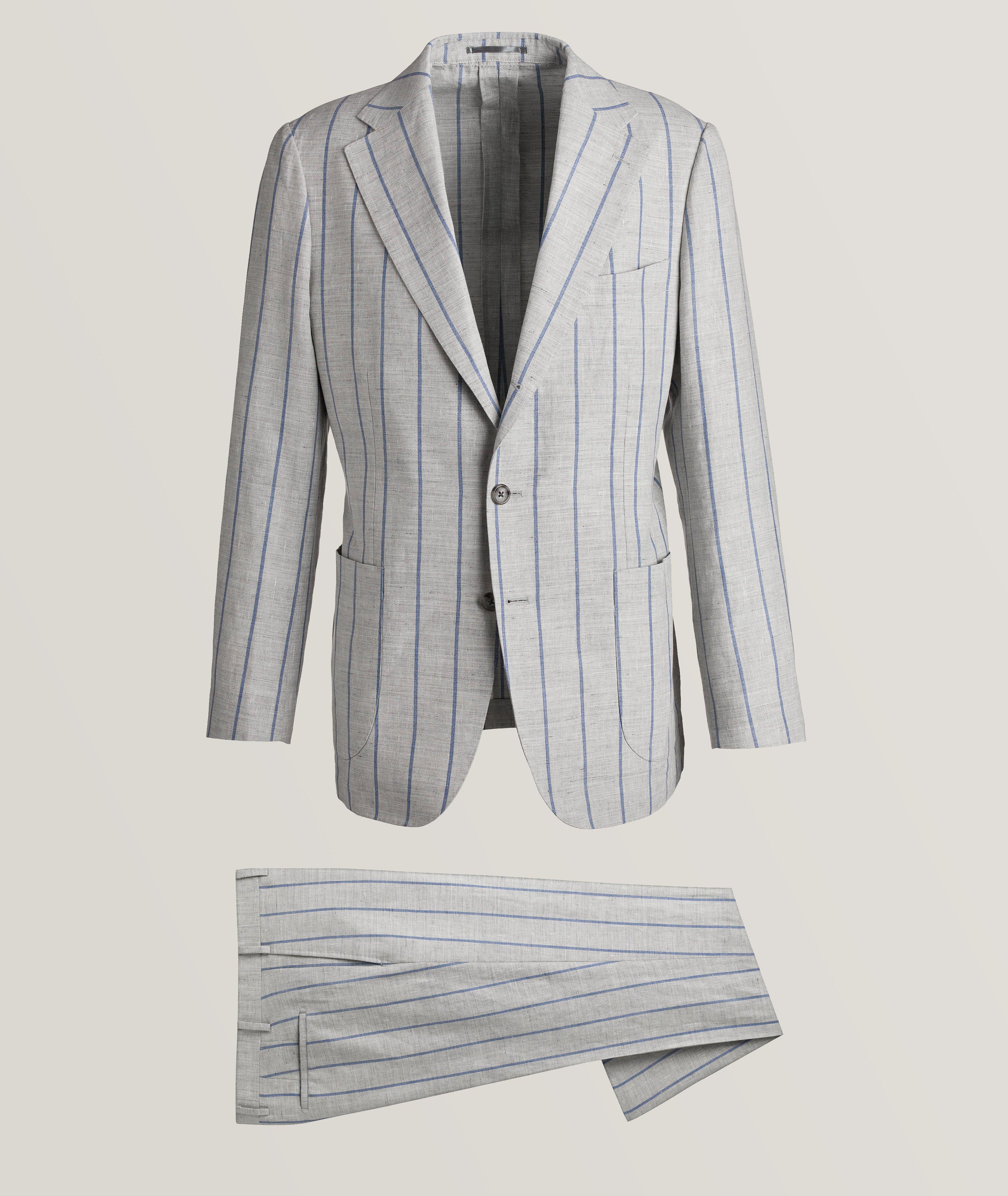 Harold Pinstripe Linen-Wool Deconstructed Suit