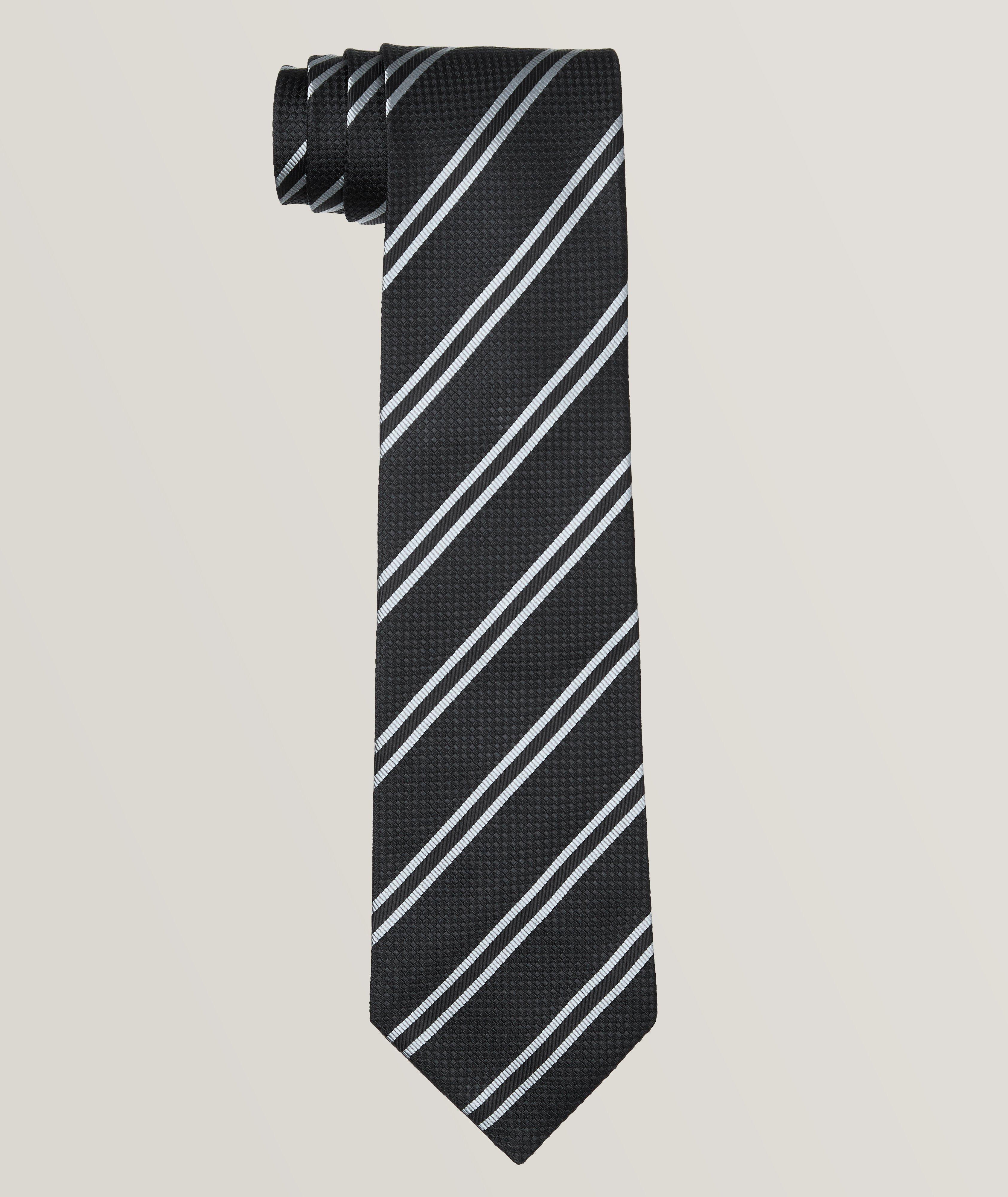 Striped Pattern Silk Tie image 0