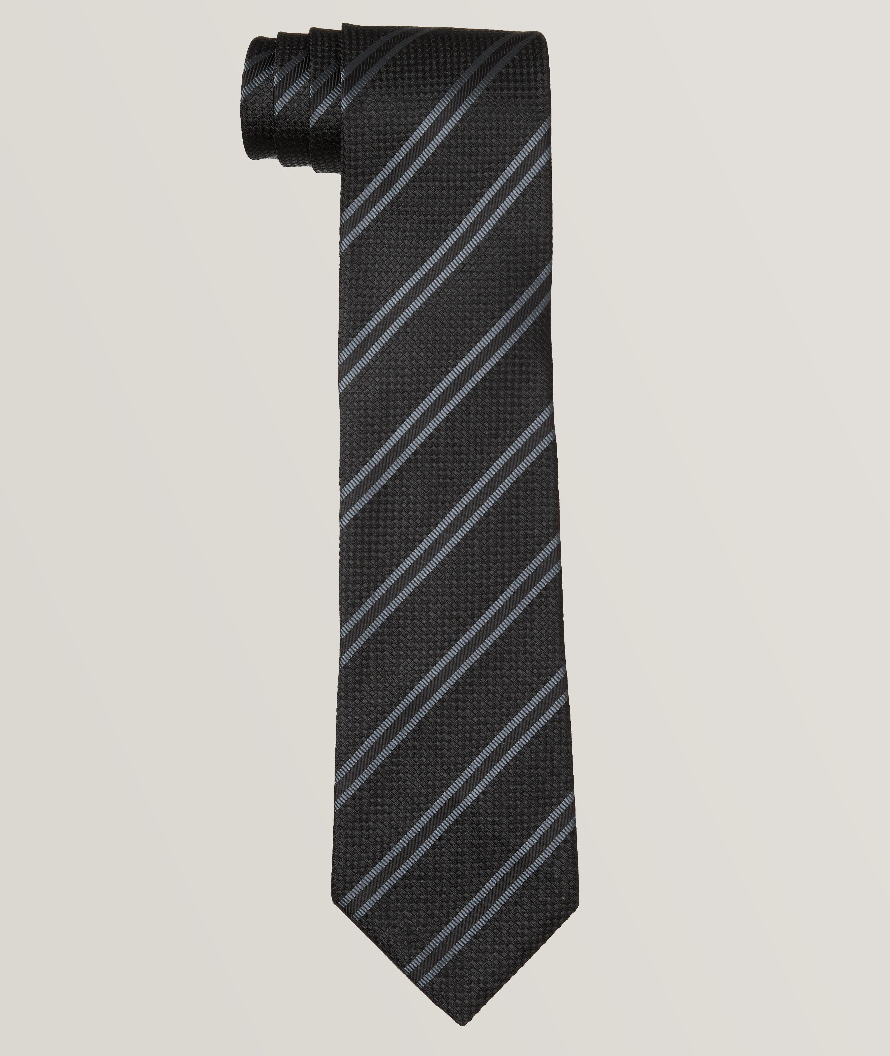 Striped Pattern Silk Tie image 0