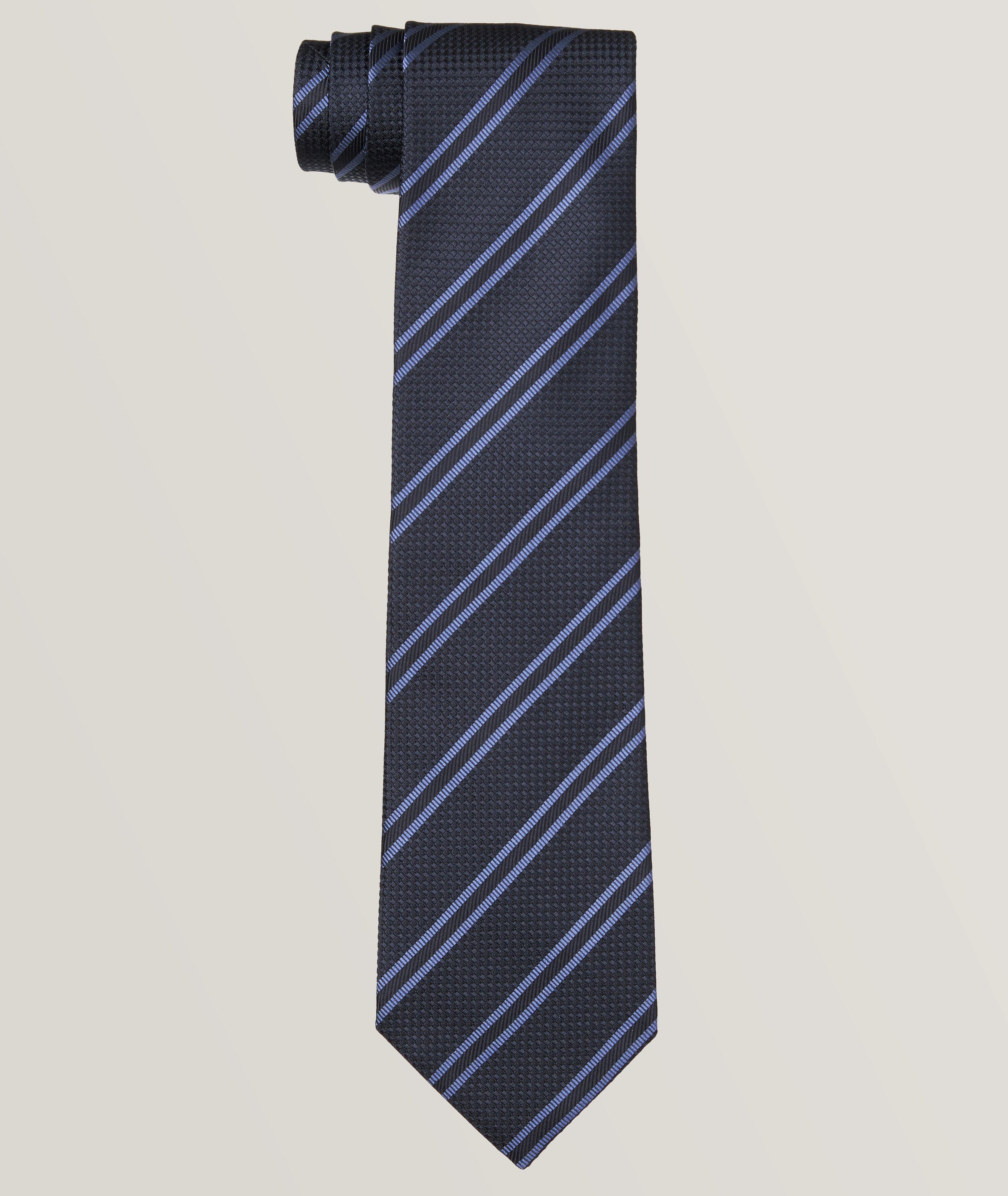 Striped Pattern Silk Tie image 0
