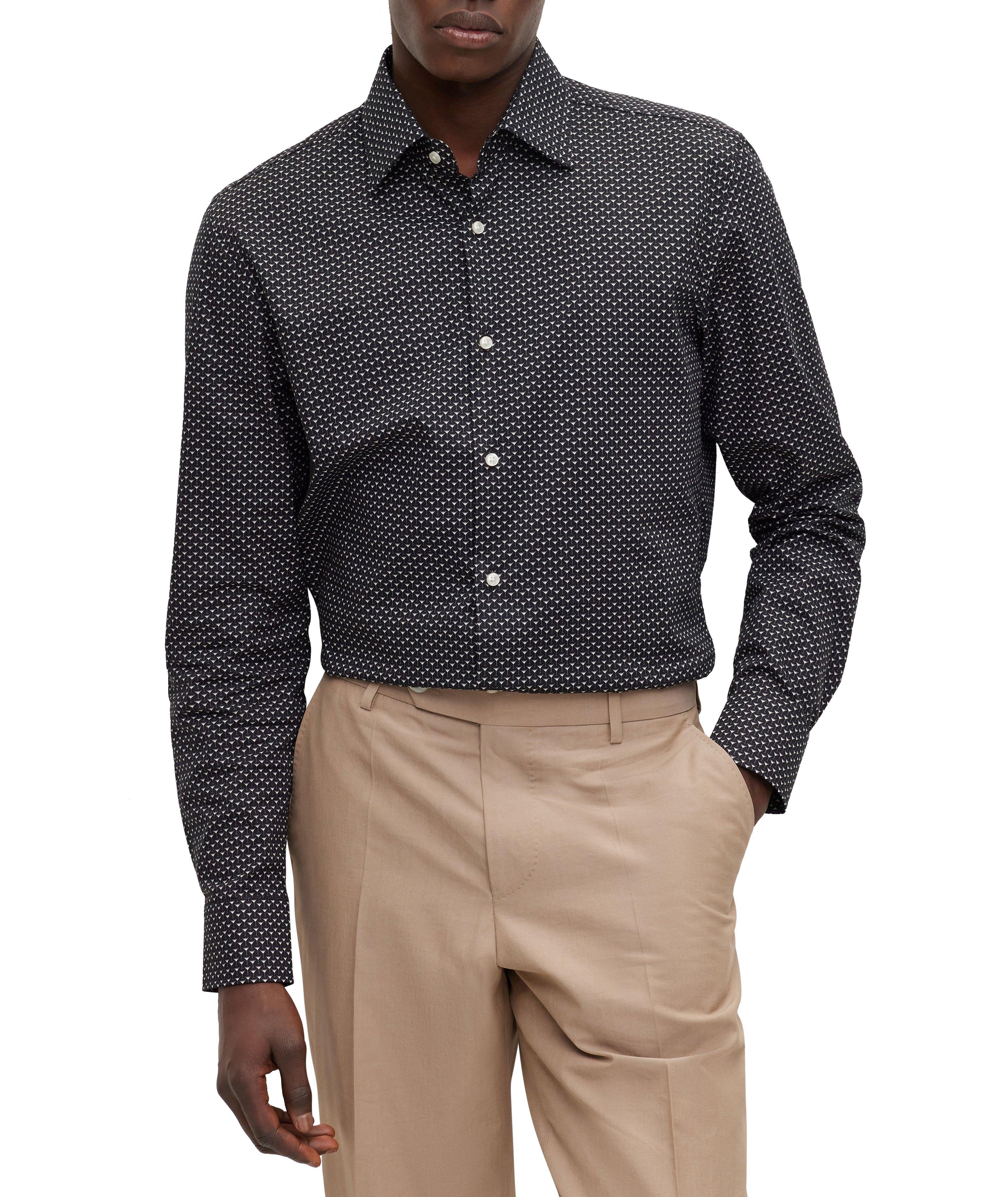 Chemise habillée en coton extensible à motif de coupe amincie image 1
