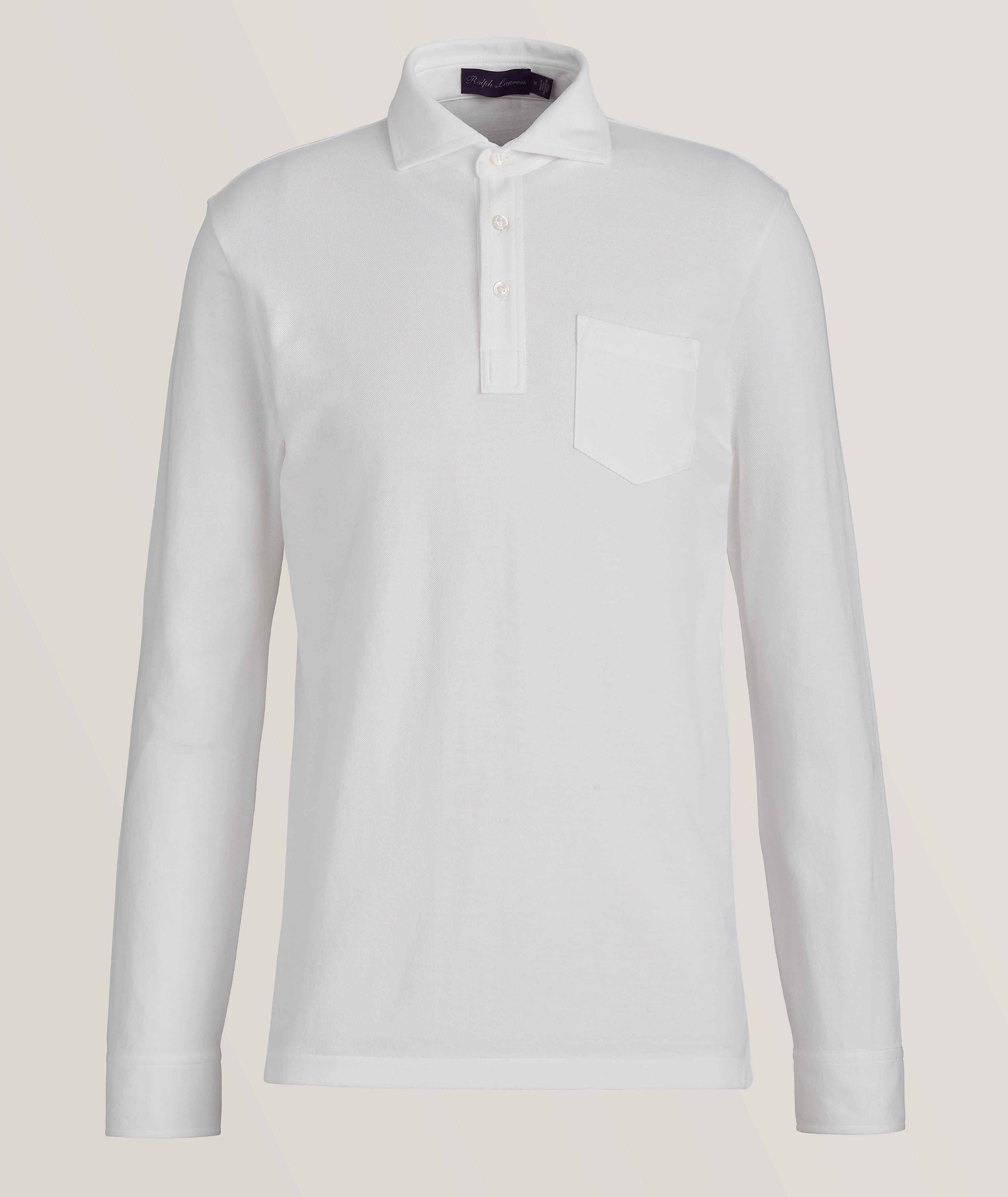 Long-Sleeve Mercerized Pique Polo image 0