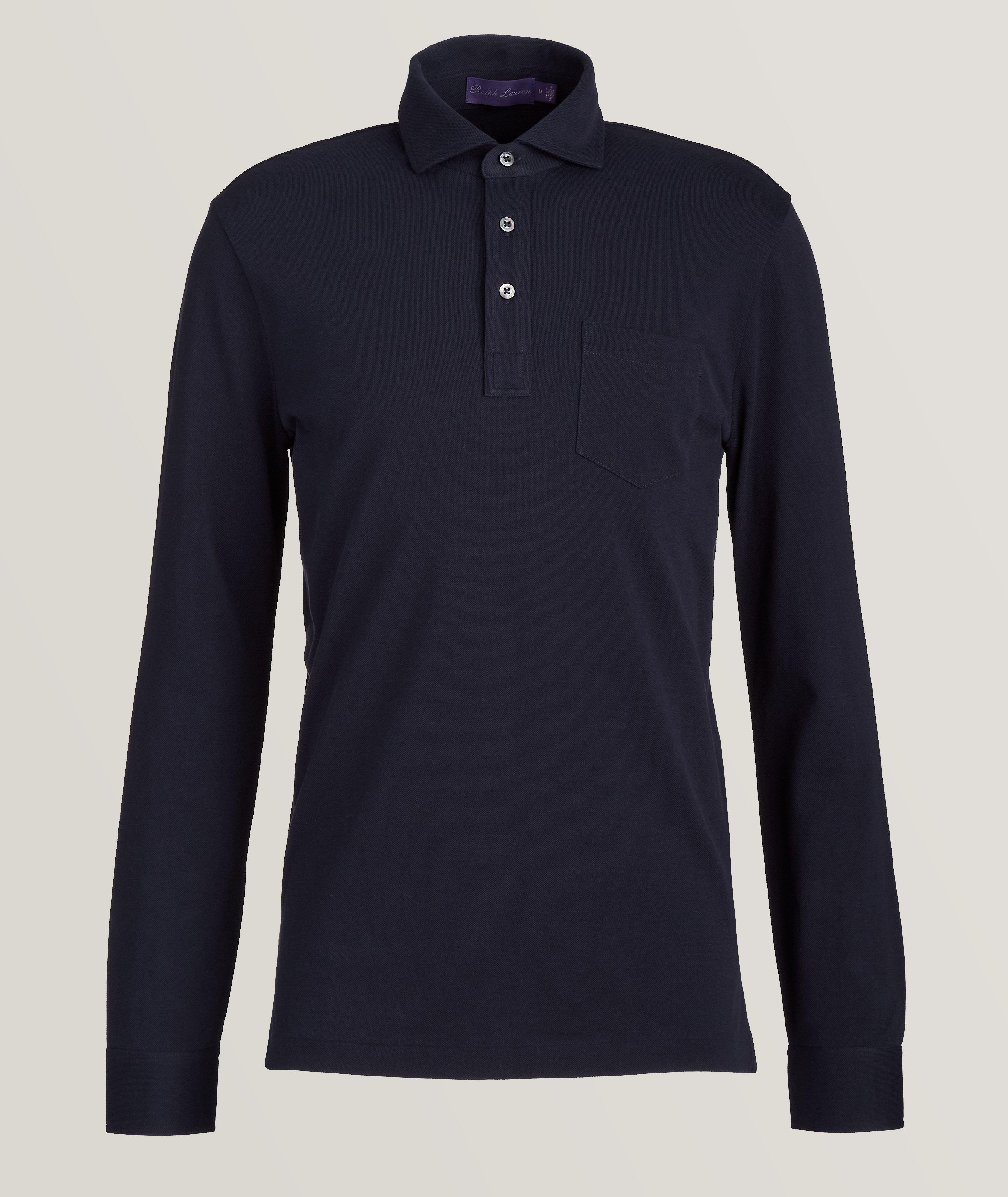 Long-Sleeve Pique Polo image 0