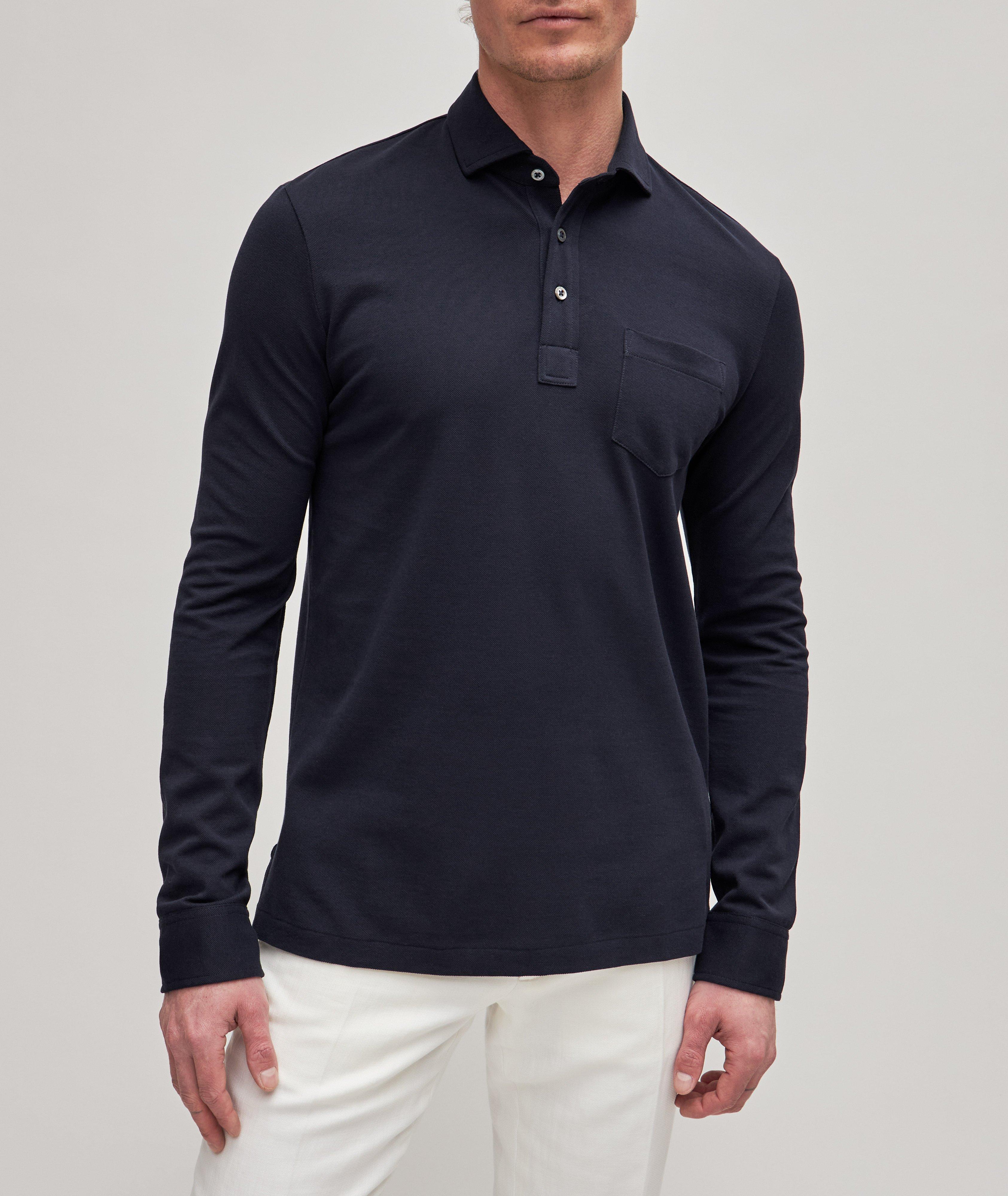 Long-Sleeve Pique Polo image 1