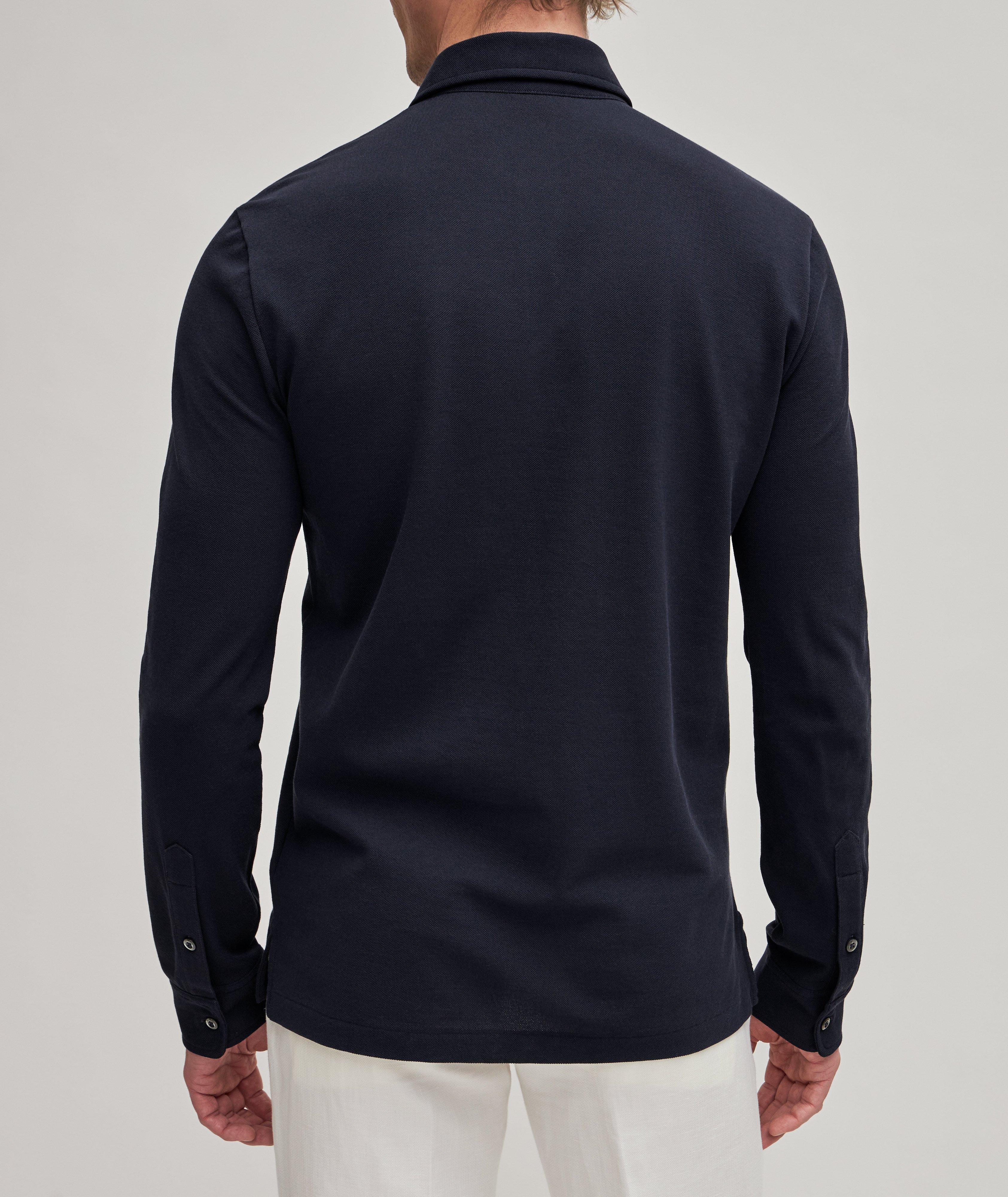 Long-Sleeve Pique Polo image 2