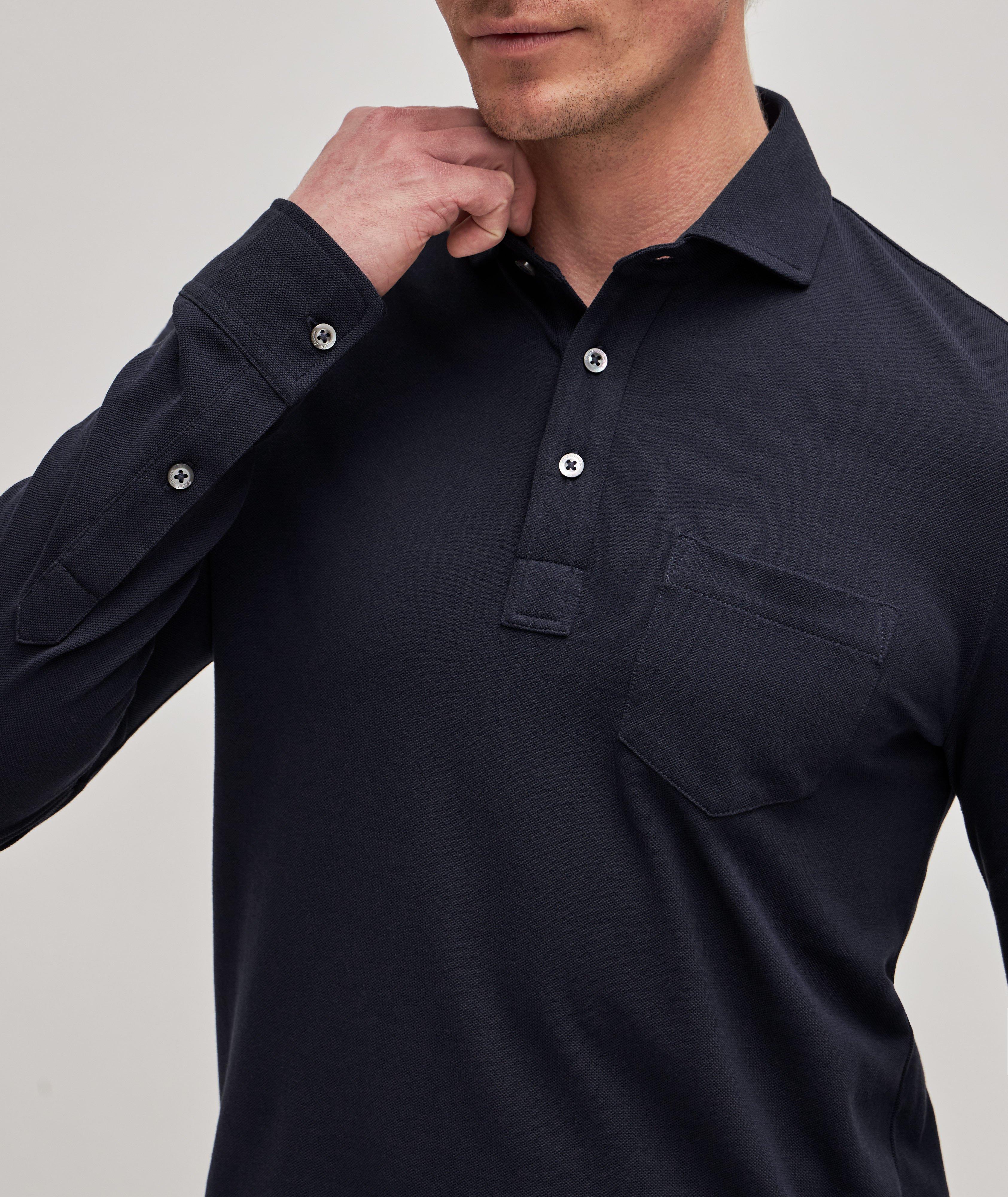 Long-Sleeve Pique Polo image 3