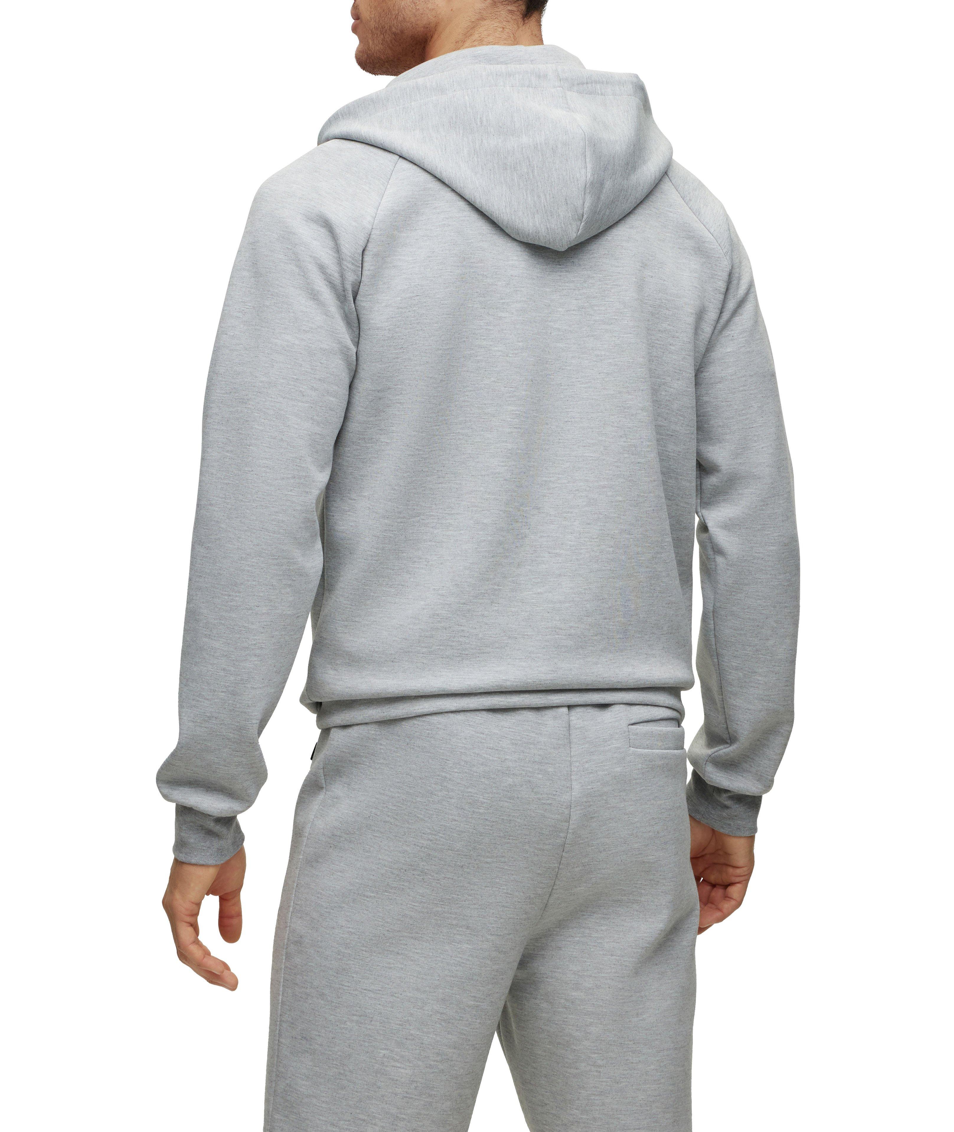 Full-Zip Raised Logo Cotton-Blend Drawstring Hoody image 2