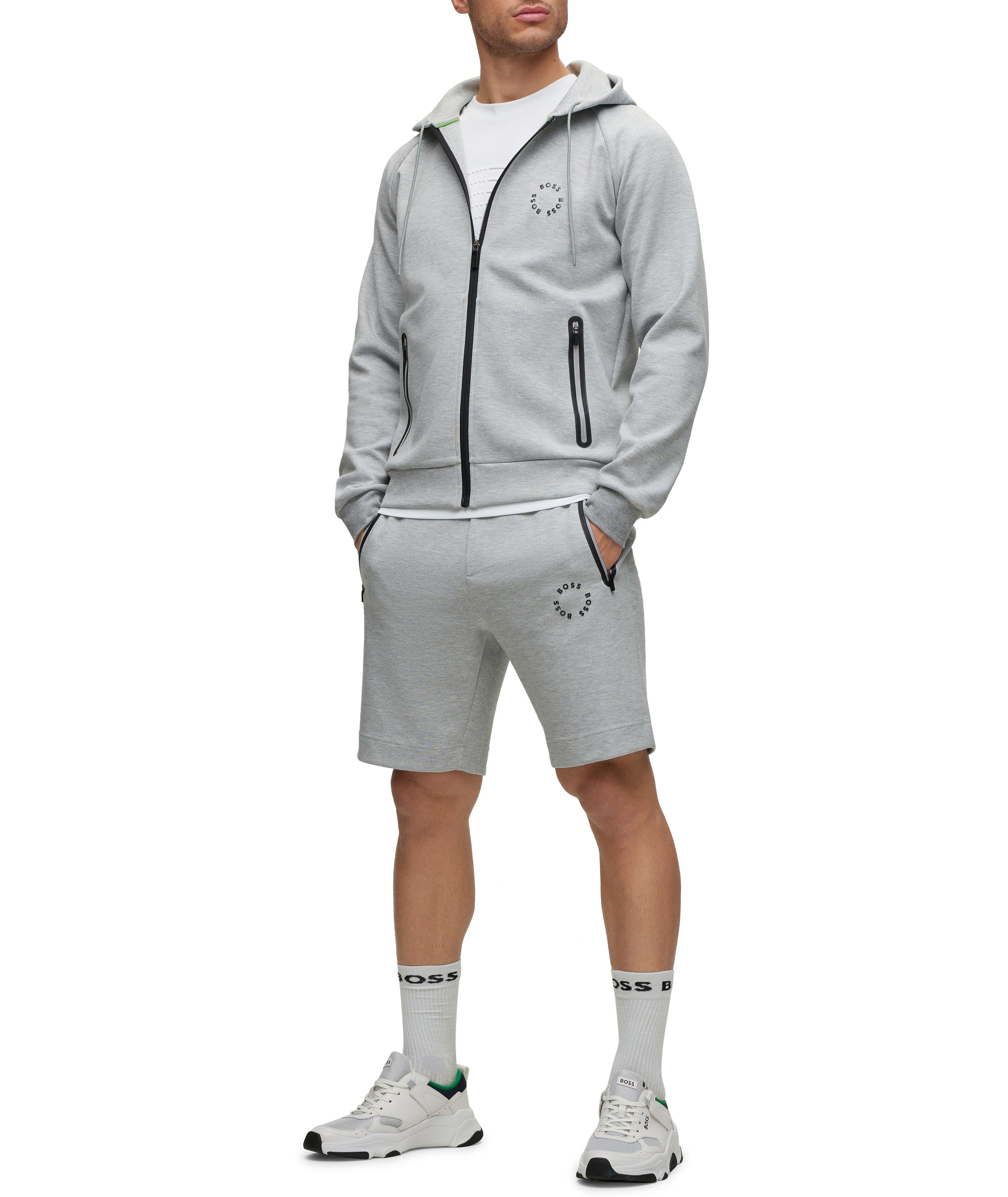 Full-Zip Raised Logo Cotton-Blend Drawstring Hoody image 4