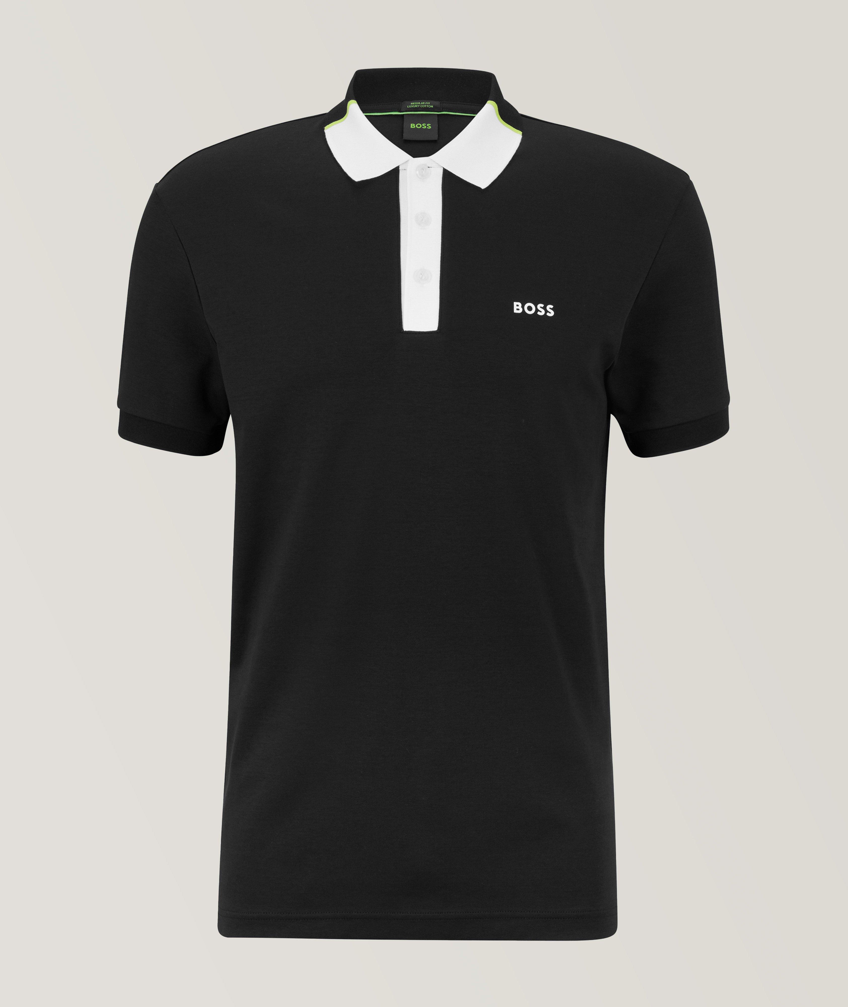 Colourblock Embroidered Logo Interlock Cotton Polo image 0