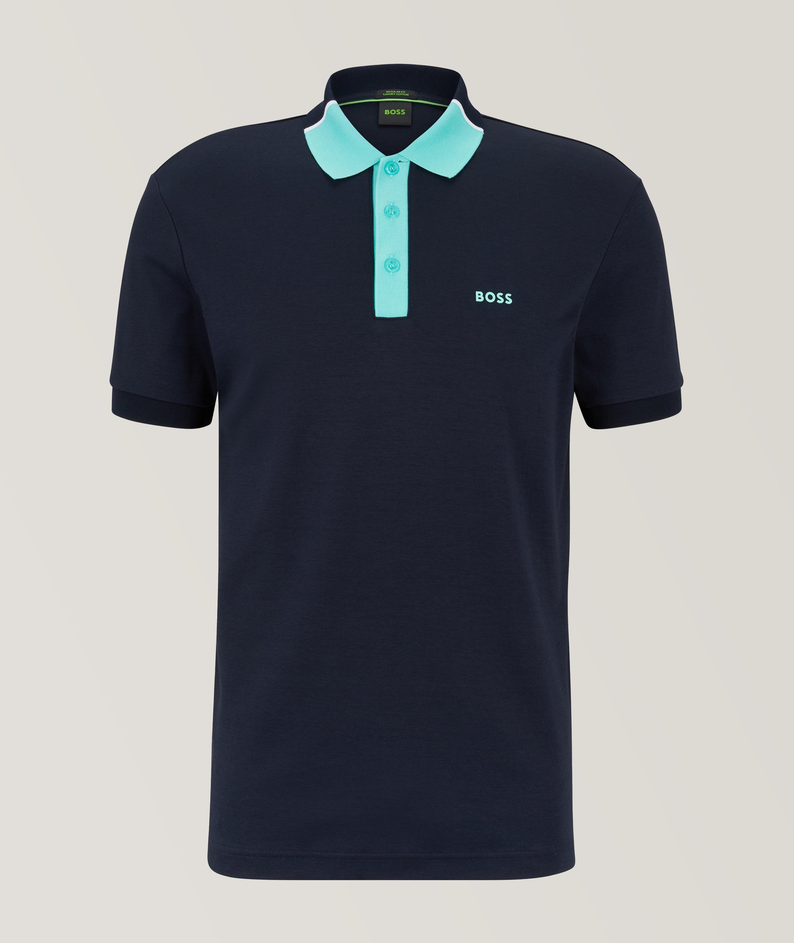 Colourblock Interlock Cotton Polo image 0